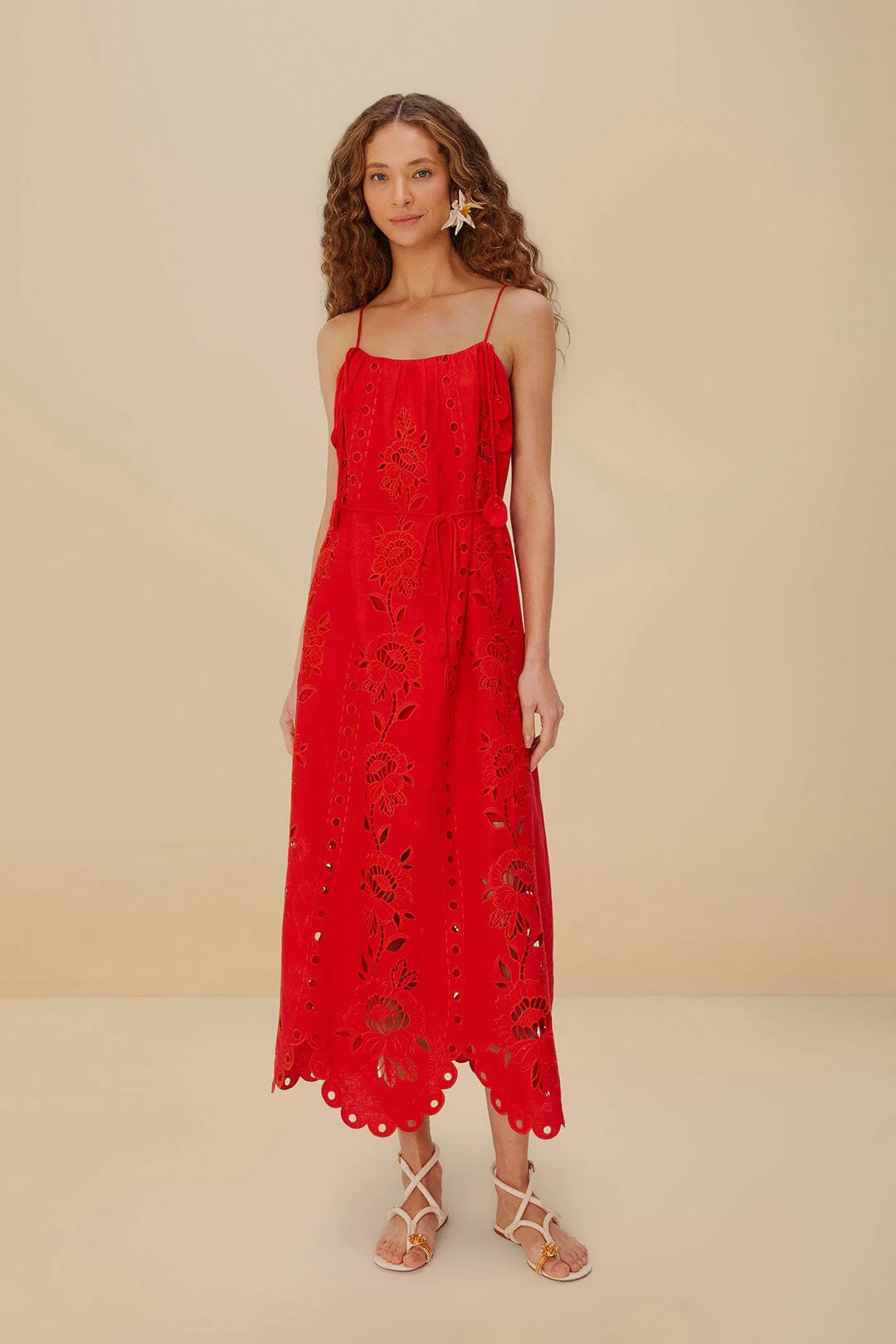 Red Flowers Richelieu LENZINGâ„¢ ECOVEROâ„¢ Euroflaxâ„¢ Maxi Dress