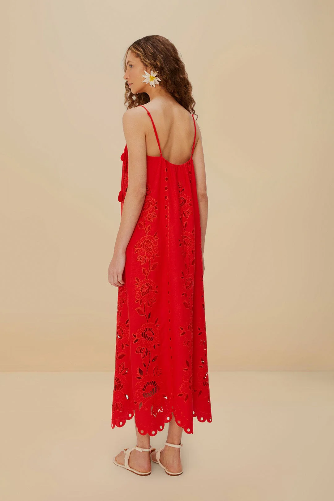 Red Flowers Richelieu LENZINGâ„¢ ECOVEROâ„¢ Euroflaxâ„¢ Maxi Dress - Image 4