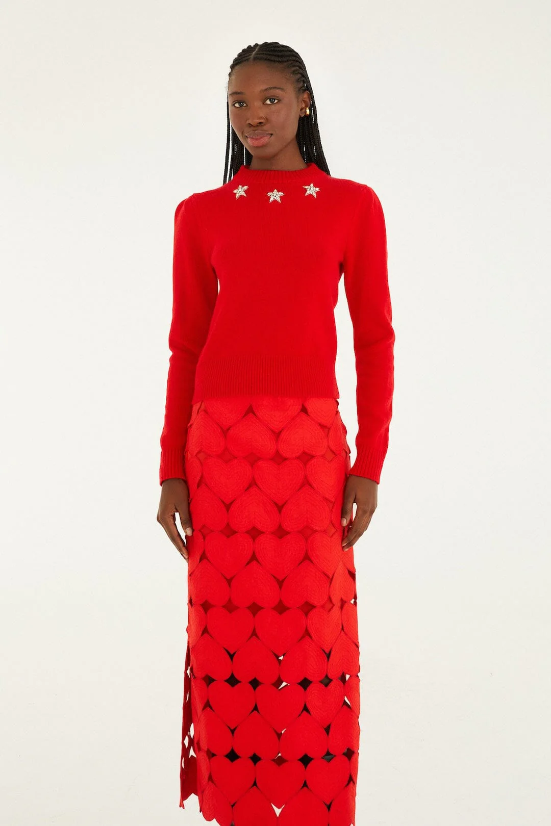 Red Hearts Euroflax Premium Linen Midi Skirt - Image 4
