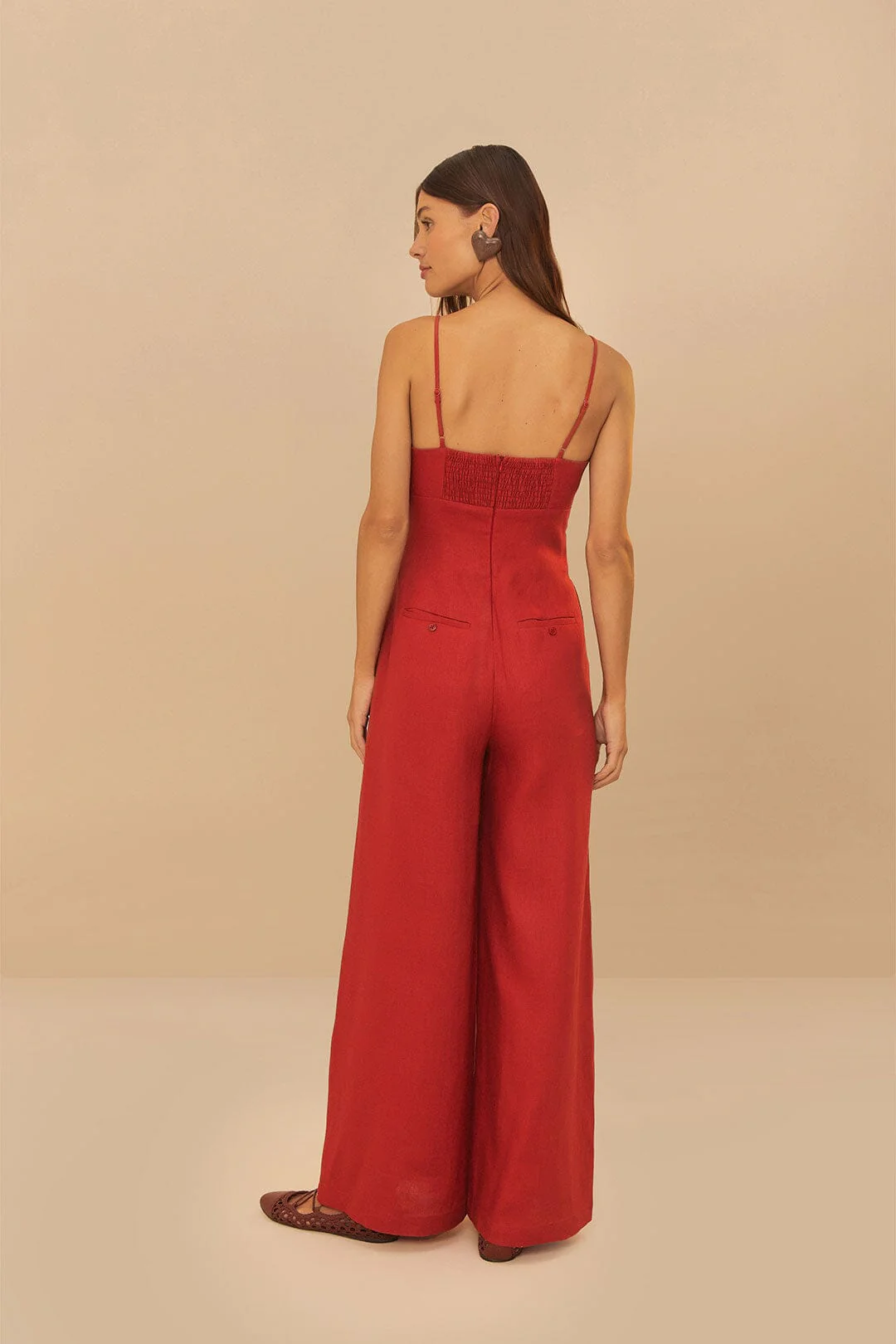 Red Petals Bodice Euroflax™ Premium Linen Jumpsuit - Image 4