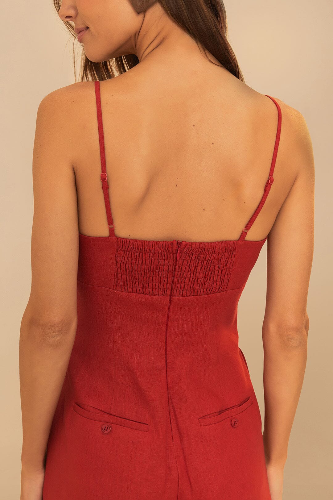 Red Petals Bodice Euroflax™ Premium Linen Jumpsuit - Image 5