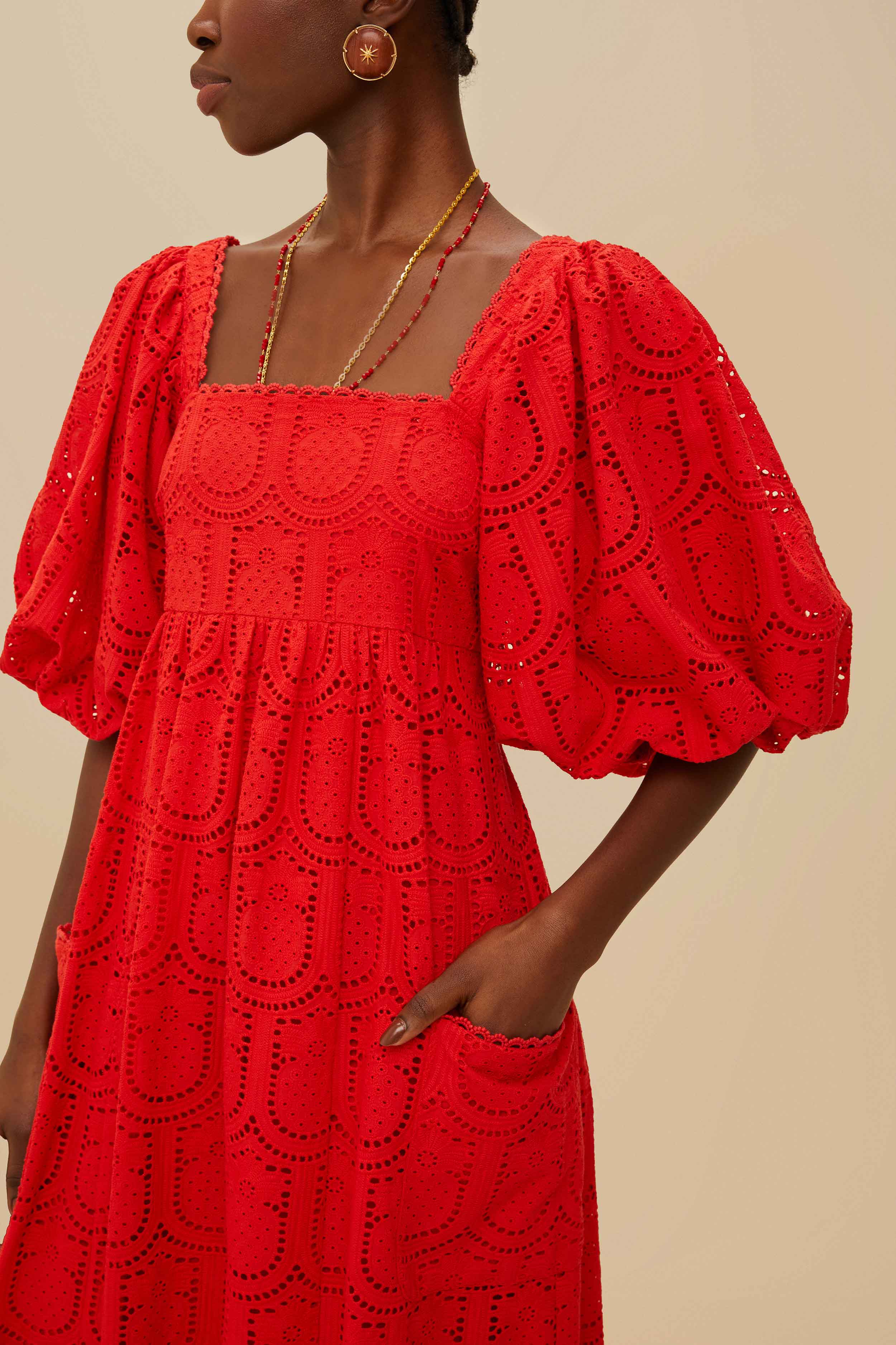 Red Pineapple Eyelet Maxi Dress - Image 2