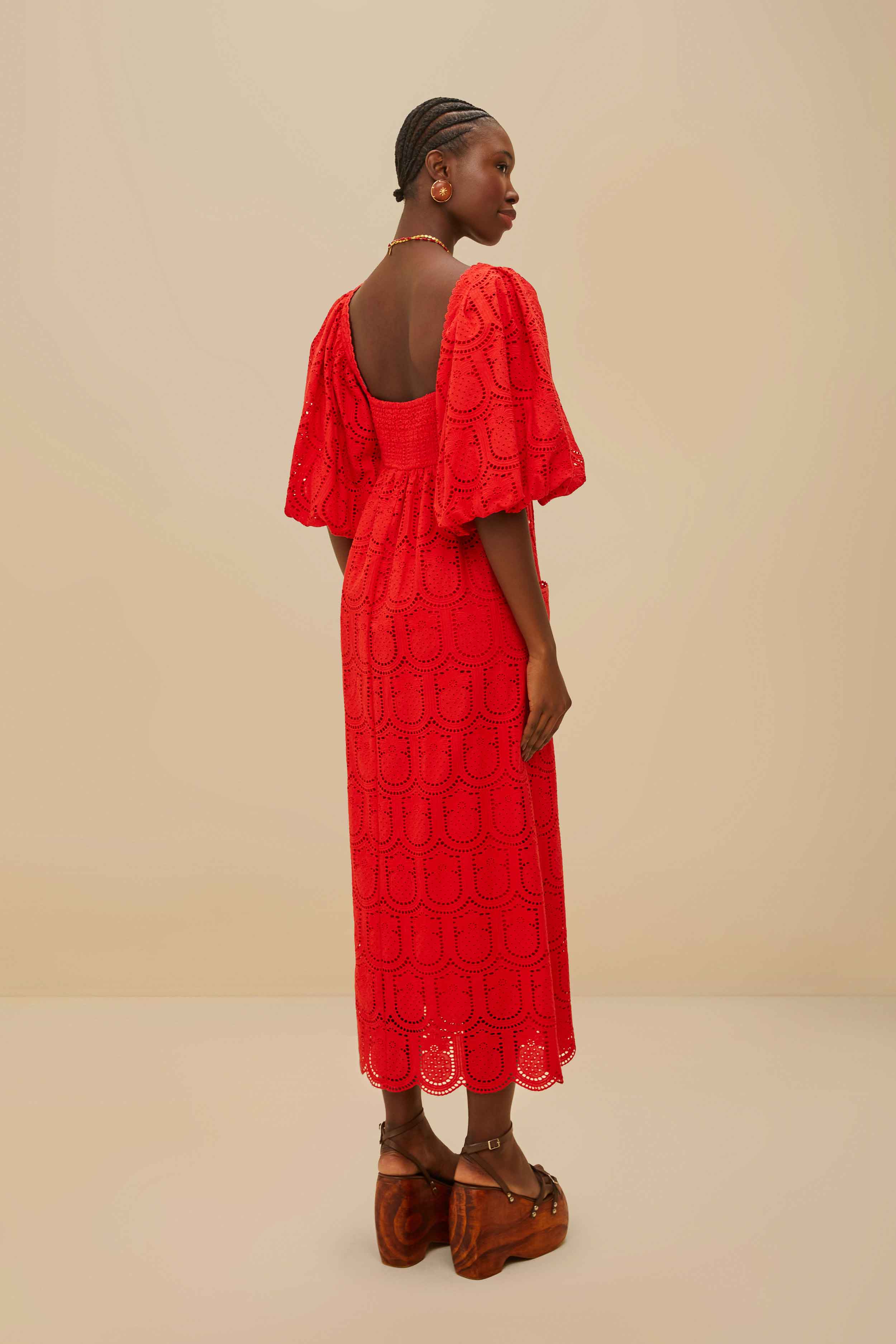 Red Pineapple Eyelet Maxi Dress - Image 4