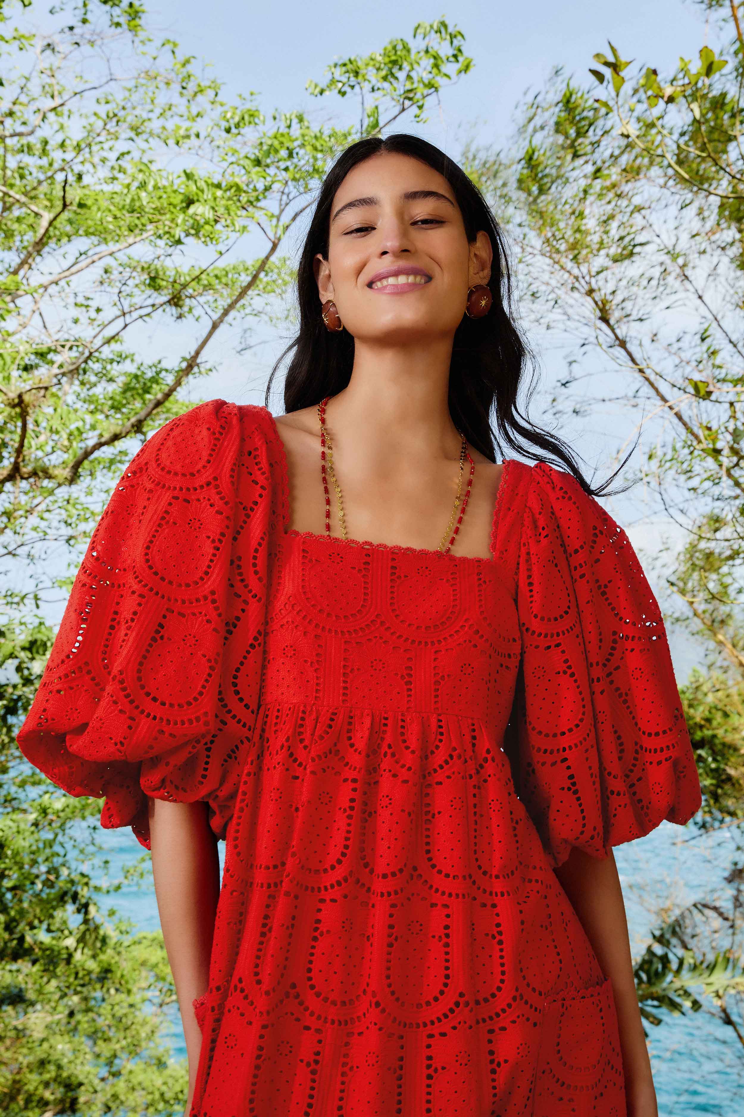 Red Pineapple Eyelet Maxi Dress - Image 5