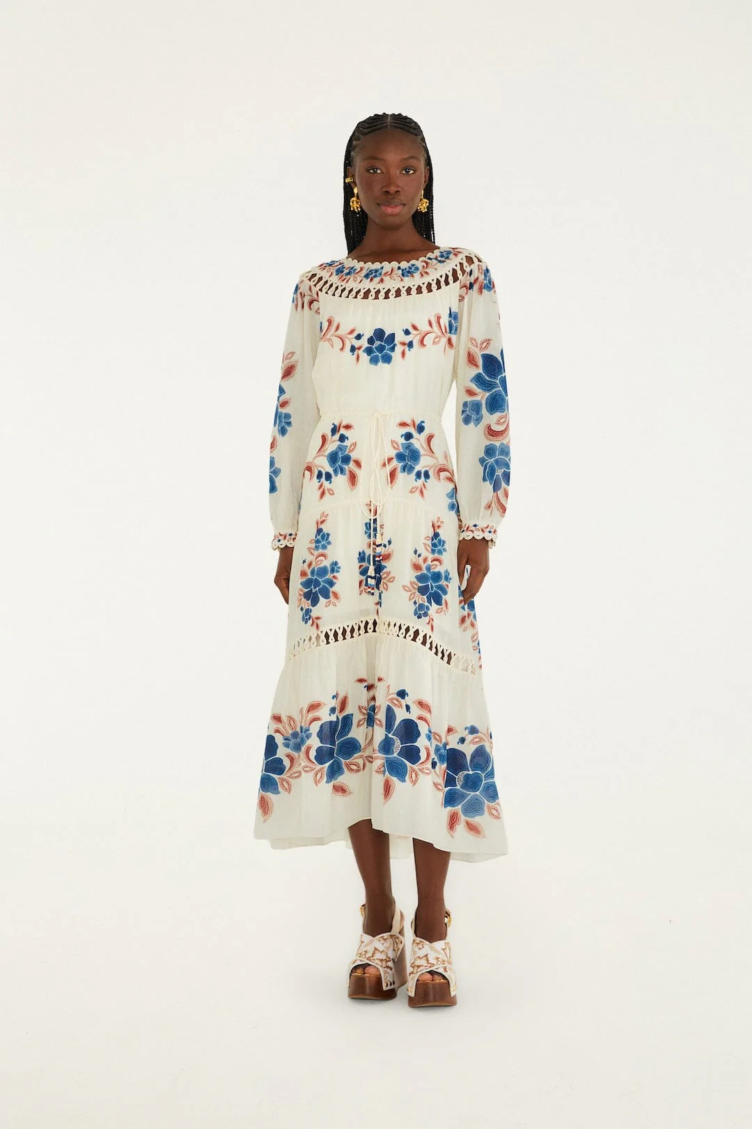 Sand Renata Floral Drawstring Cut-Out Maxi Dress