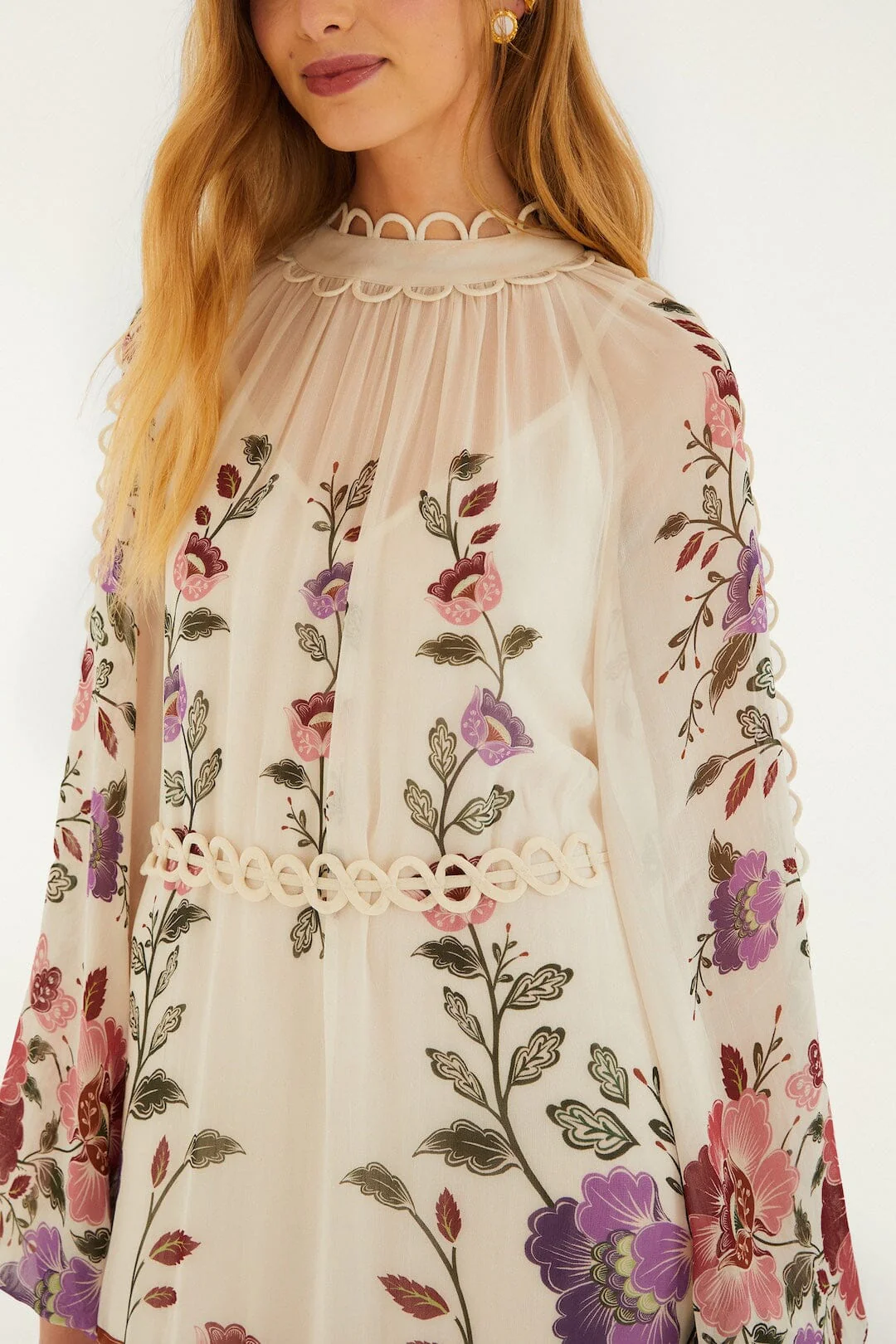Cream Rococo Flowers Lace Maxi Dress - Image 2