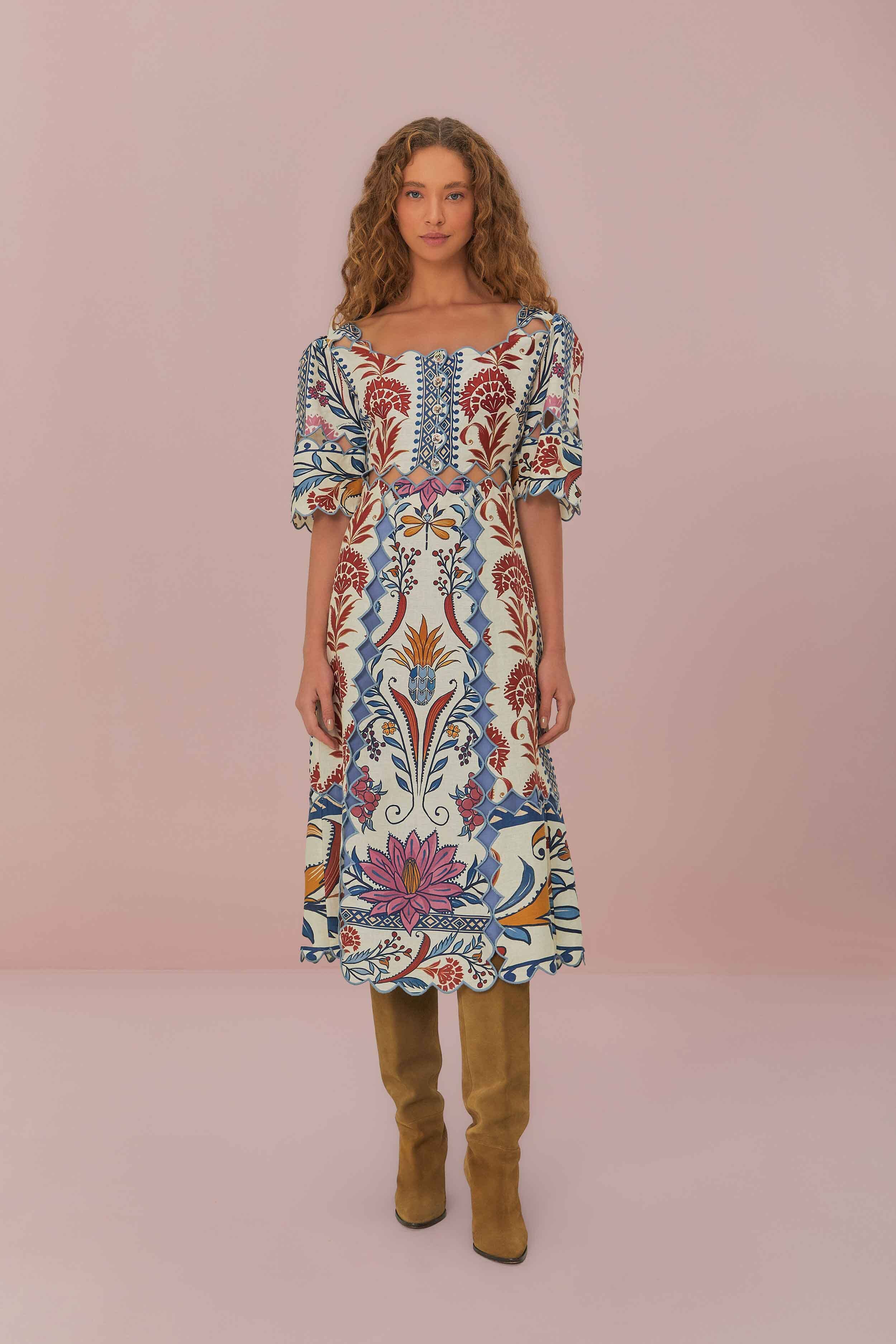 ROMANTIC LIGHTNESS CREAM SHORT SLEEVE MAXI DRESS