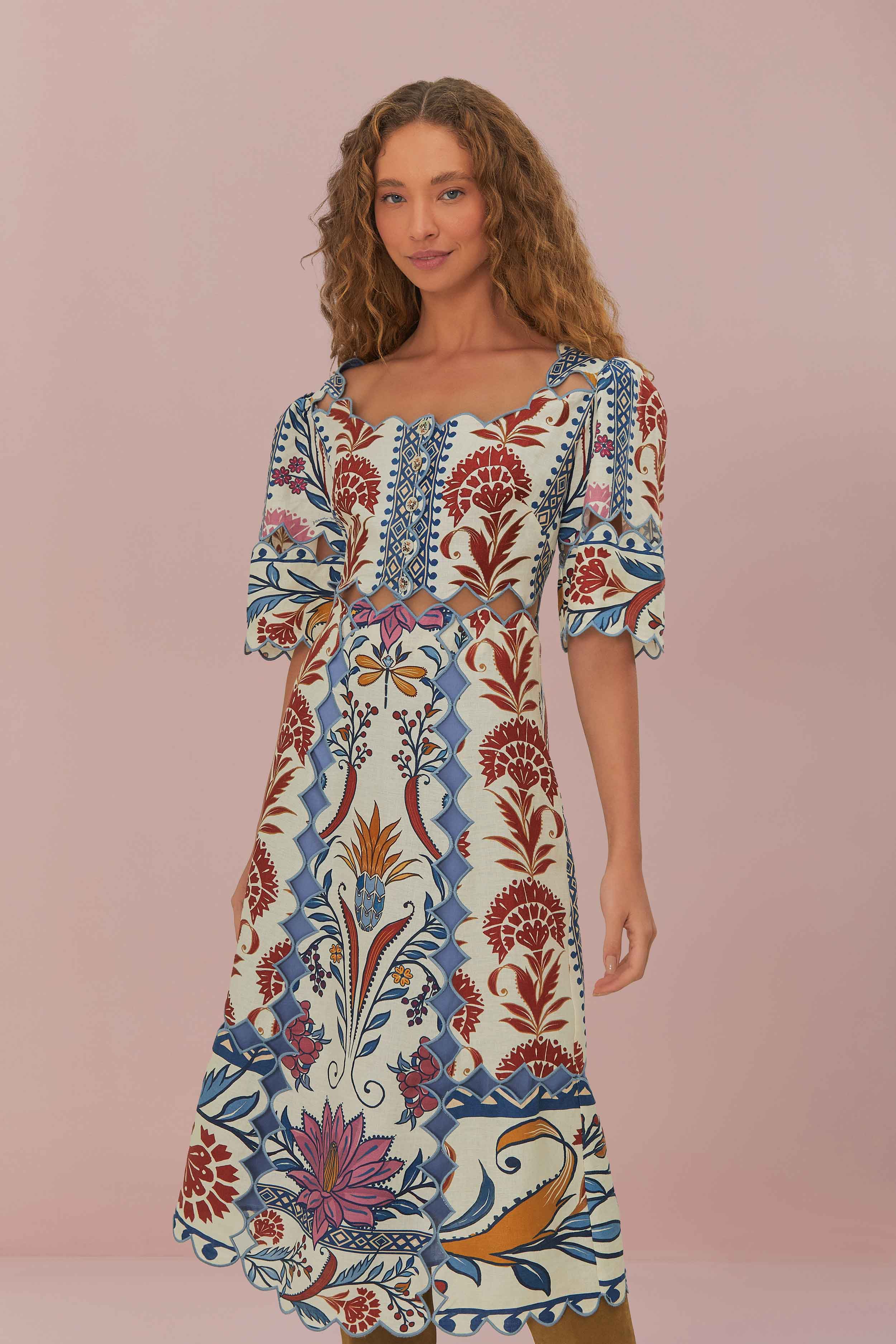 ROMANTIC LIGHTNESS CREAM SHORT SLEEVE MAXI DRESS - Image 2