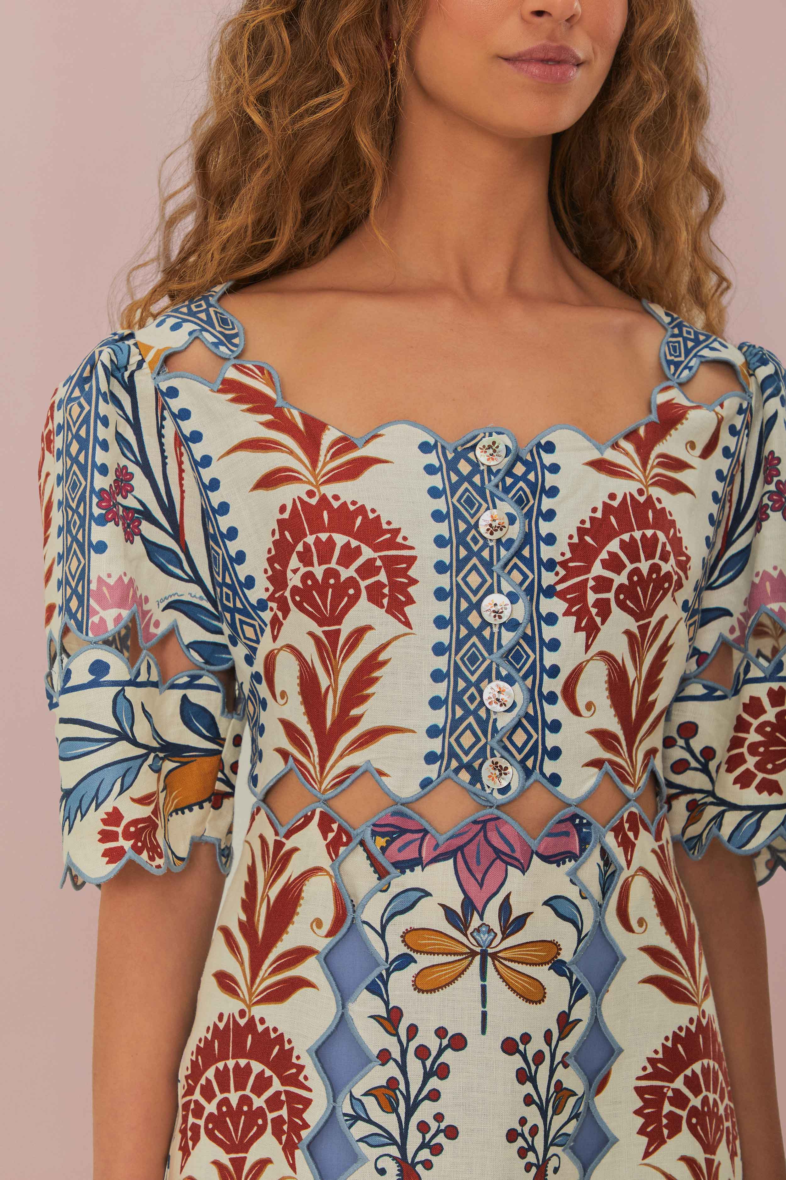ROMANTIC LIGHTNESS CREAM SHORT SLEEVE MAXI DRESS - Image 3
