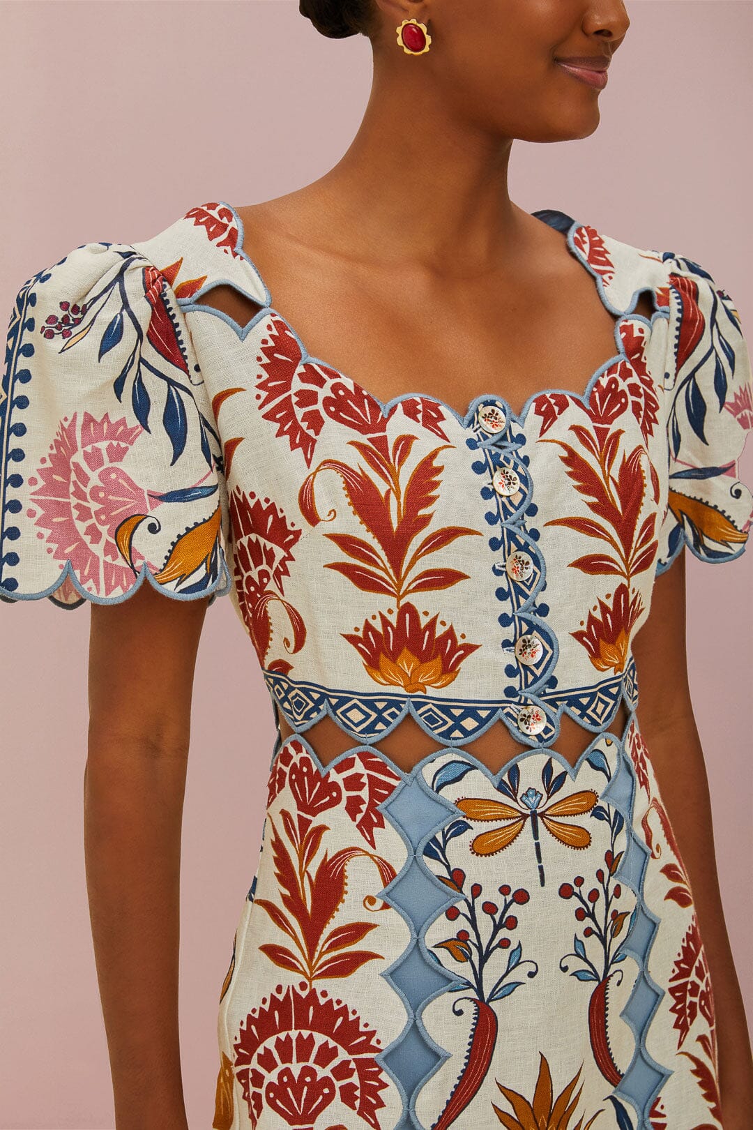 Cream Romantic Lightness Short Sleeve Midi Dress - Image 3