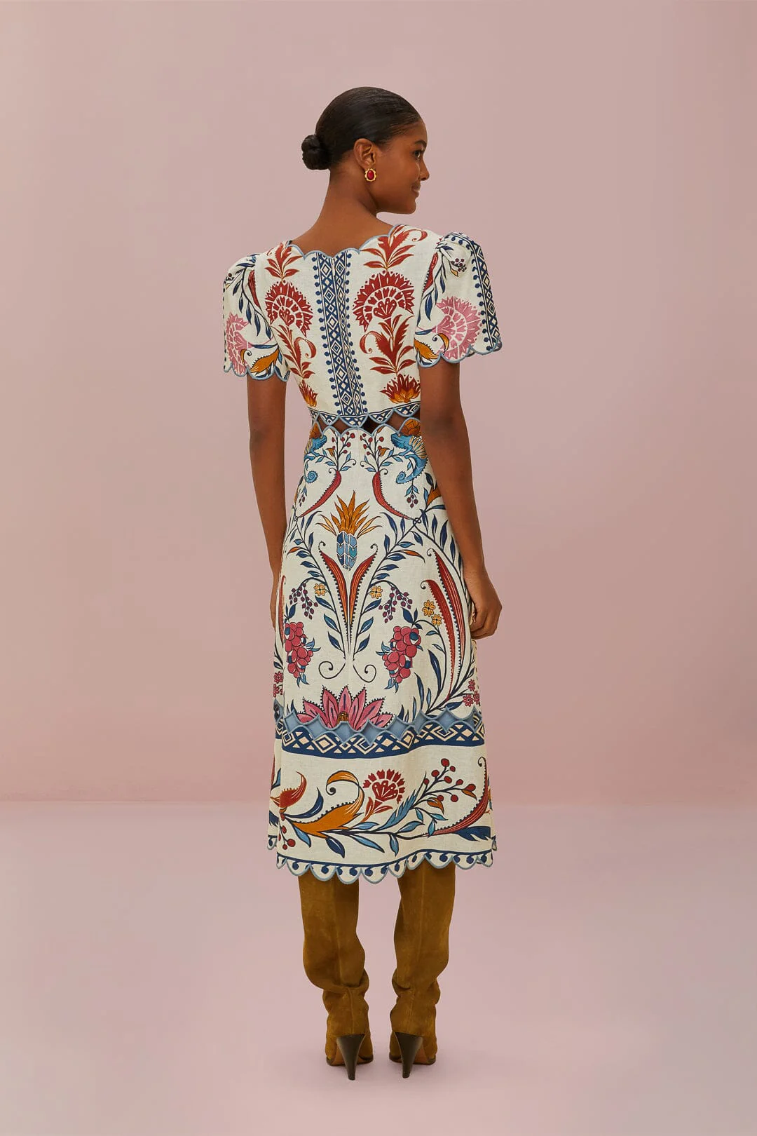 Cream Romantic Lightness Short Sleeve Midi Dress - Image 4