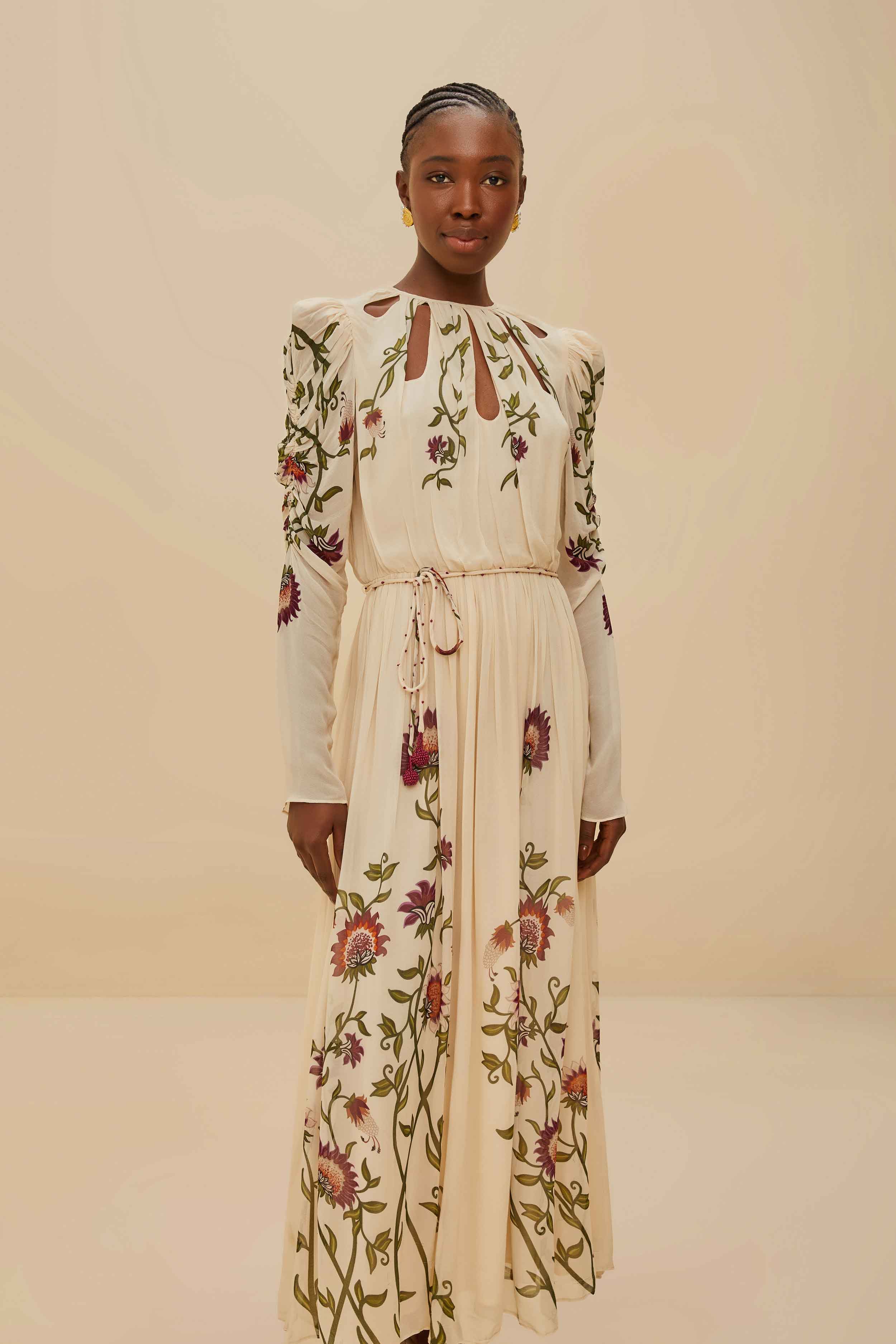 Multicolor Romantic Nature Long Sleeve Maxi Dress - Image 2