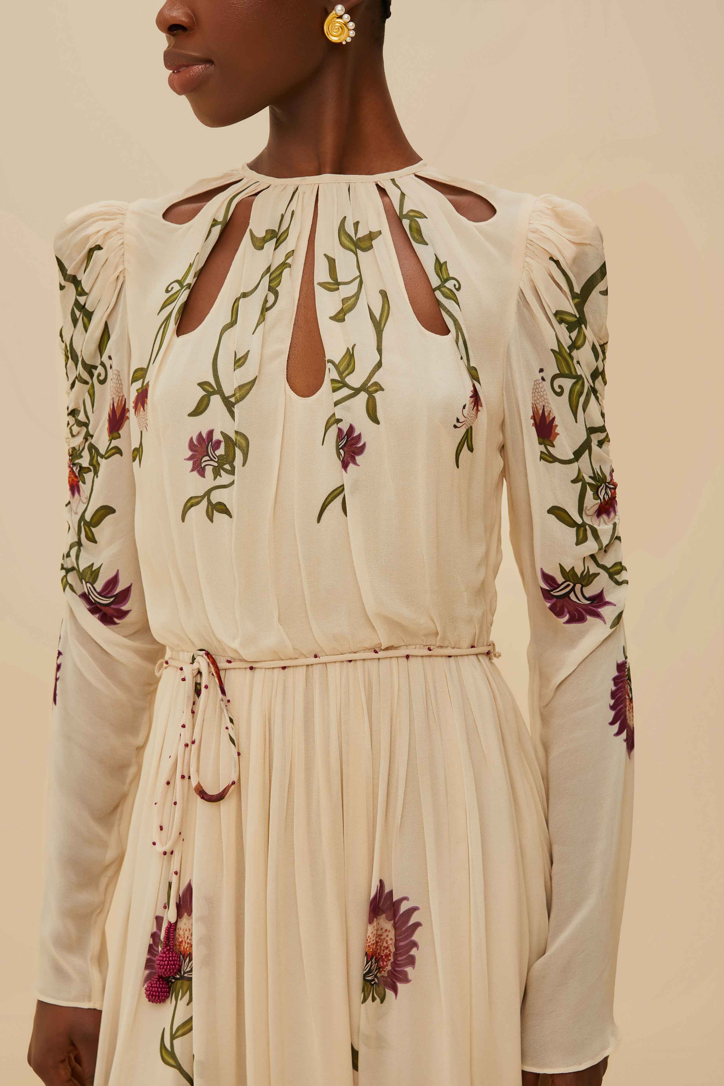 Multicolor Romantic Nature Long Sleeve Maxi Dress - Image 3