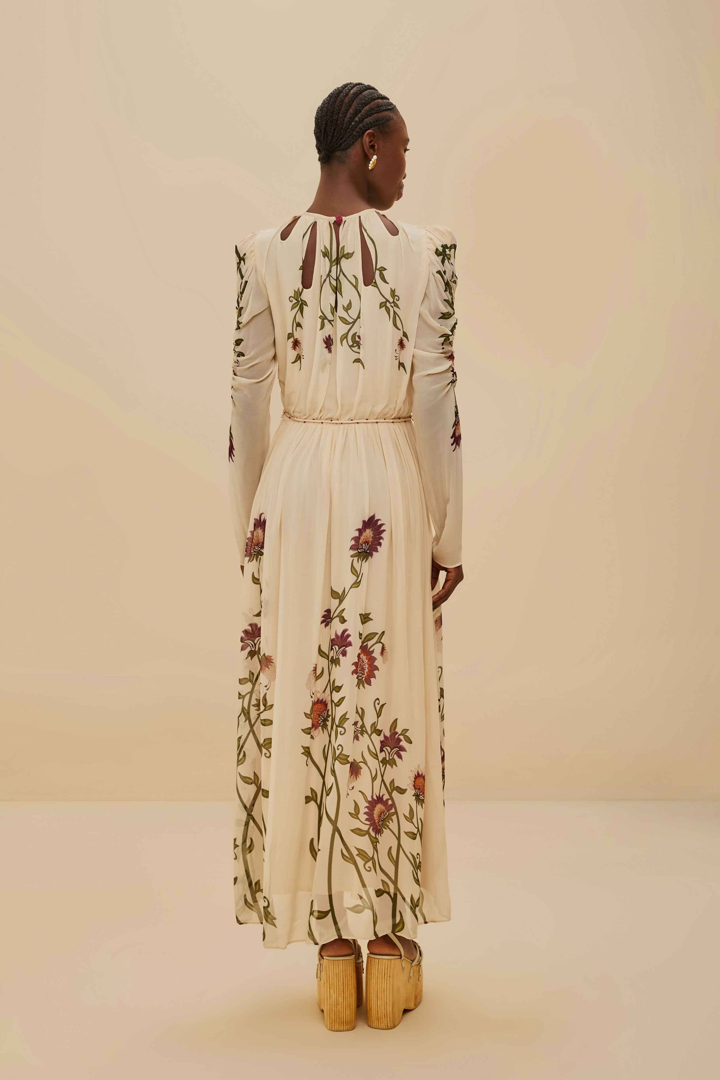 Multicolor Romantic Nature Long Sleeve Maxi Dress - Image 4