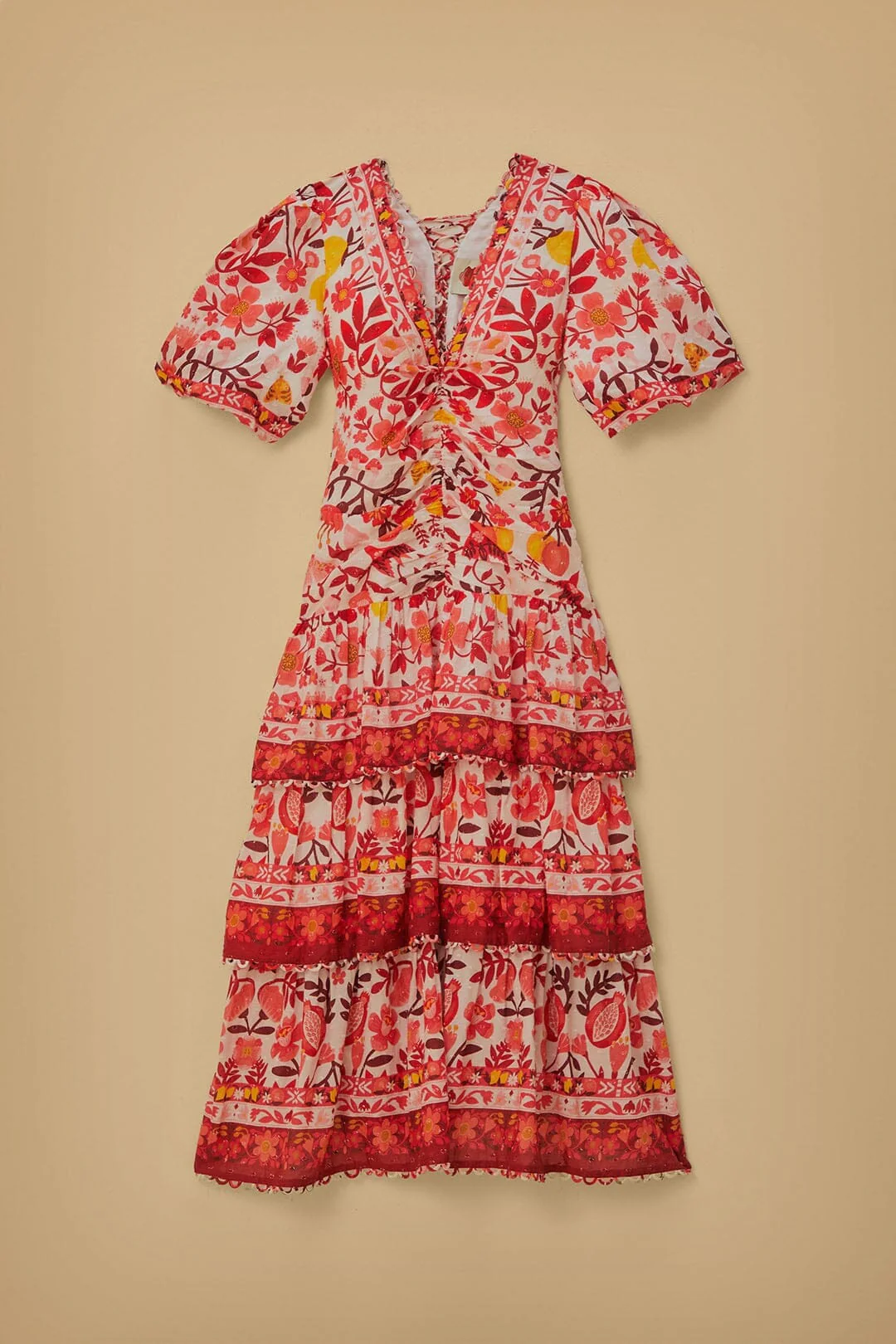Off-White Romantic Orchard Short Sleeve Midi Dress - Image 5