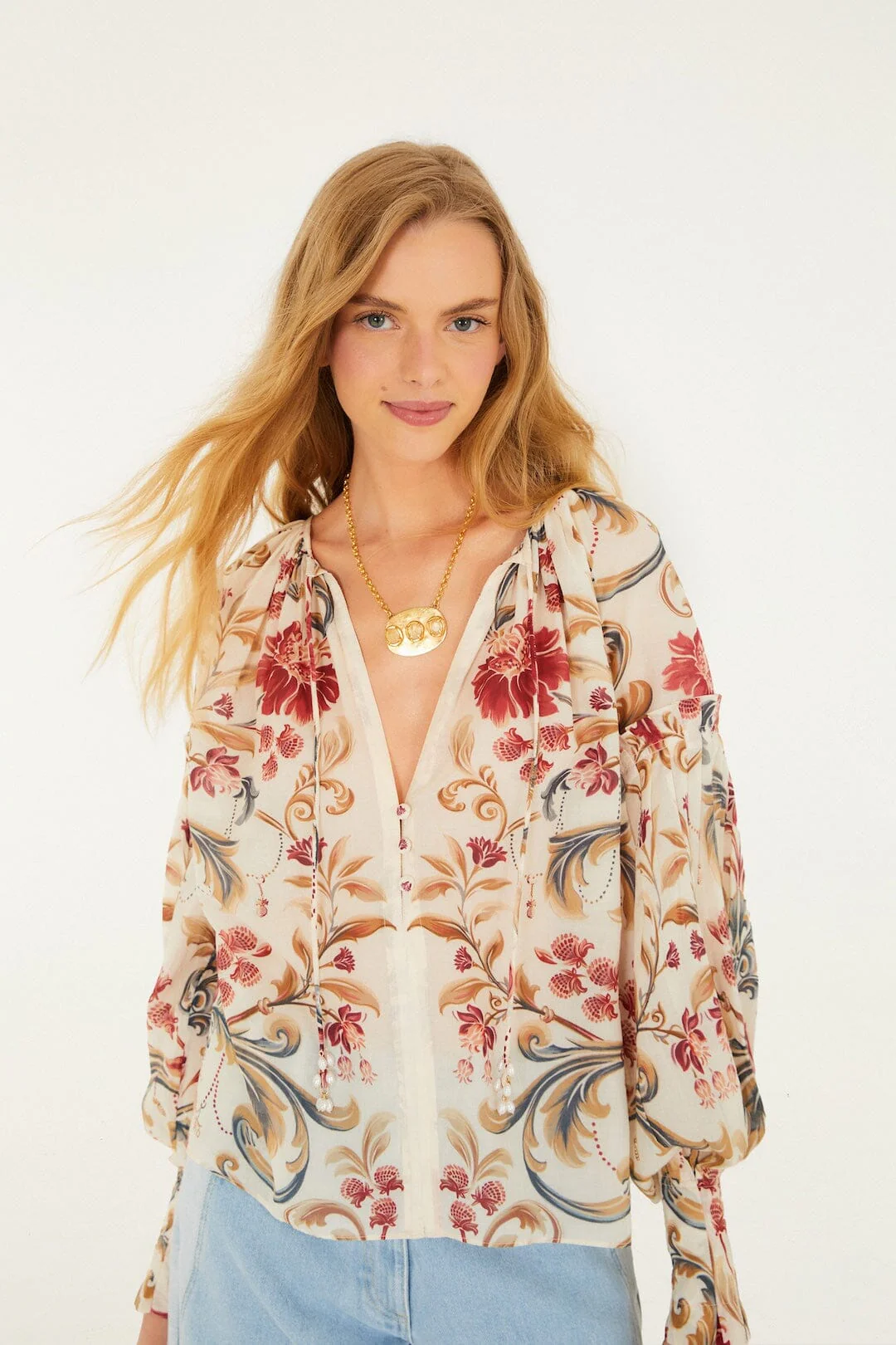 Sand Royal Garden Tassels Blouse