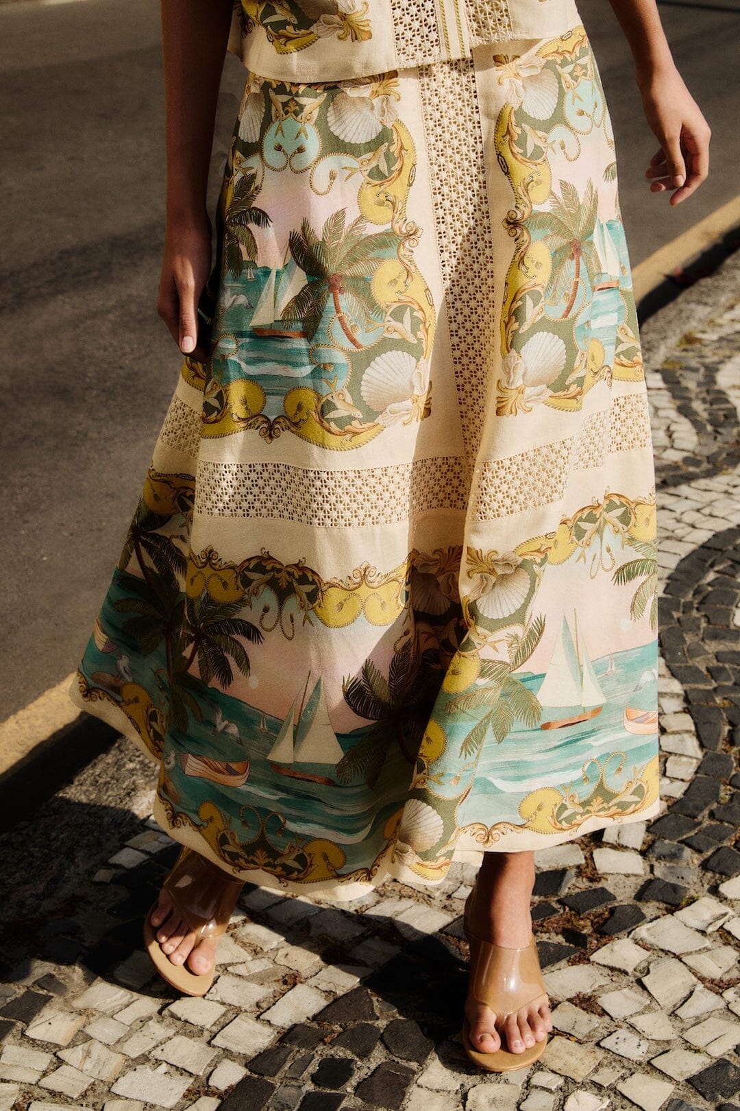 Sand Royal Sea Crochet Lenzing Ecovero Euroflax Midi Skirt - Image 2
