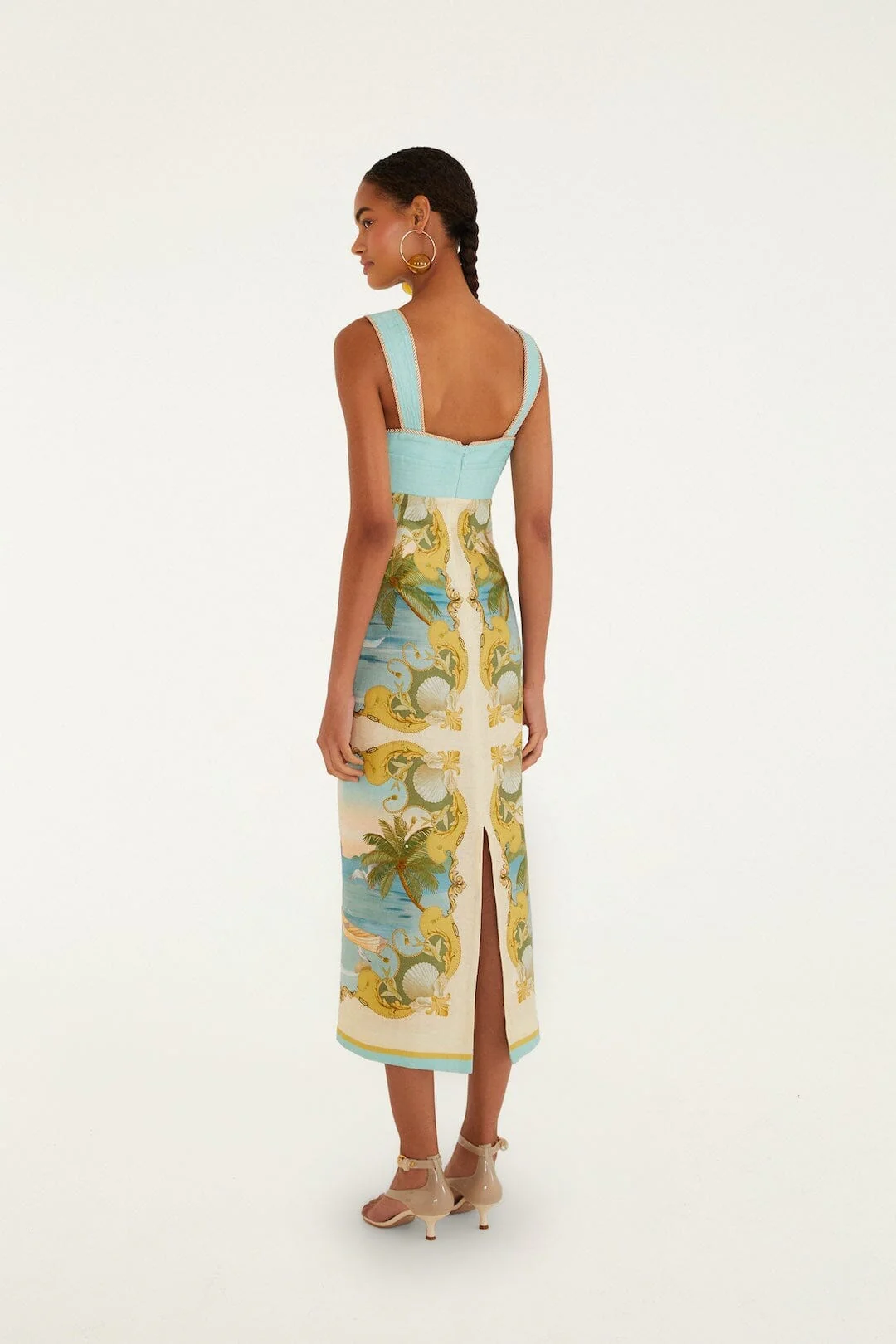 Multicolor Royal Sea Euroflax Premium Linen Maxi Dress - Image 4