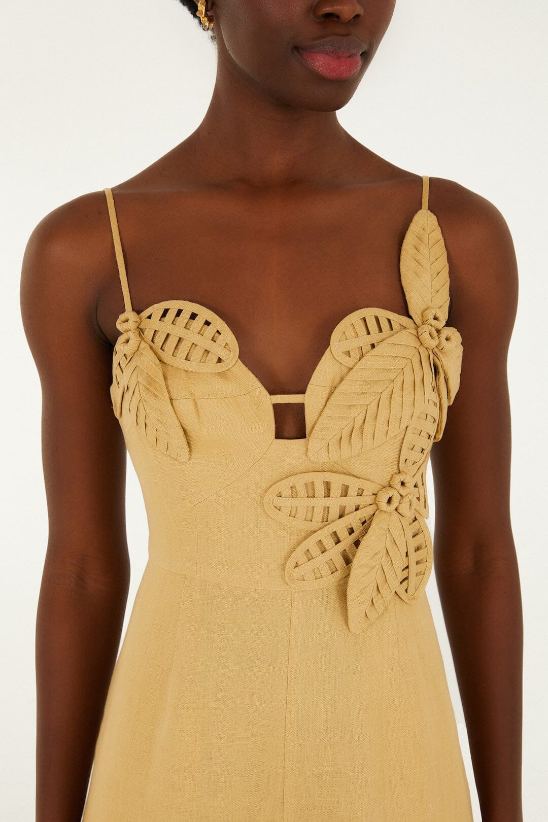 Sand 3d Flowers Euroflax Premium Linen Jumpsuit - Image 2