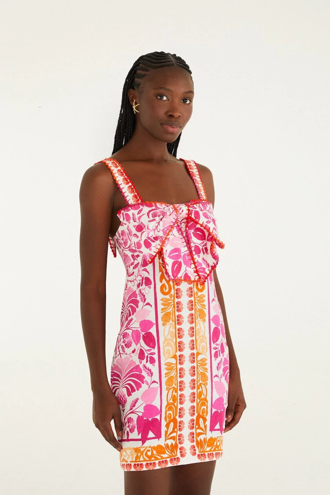 Off-White Santorini Crochet Euroflax Premium Linen Mini Dress