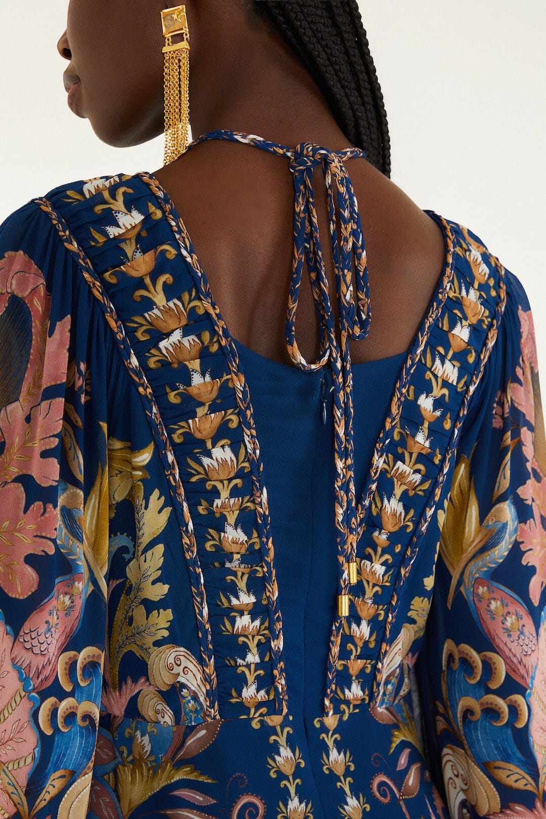 Navy Blue Sea Garden Braid Details Maxi Dress - Image 5