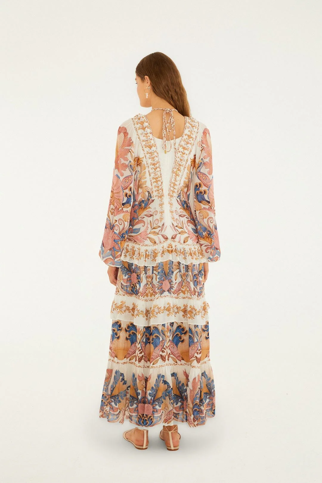 Off-White Sea Garden Ruffled Maxi Dress - Image 3