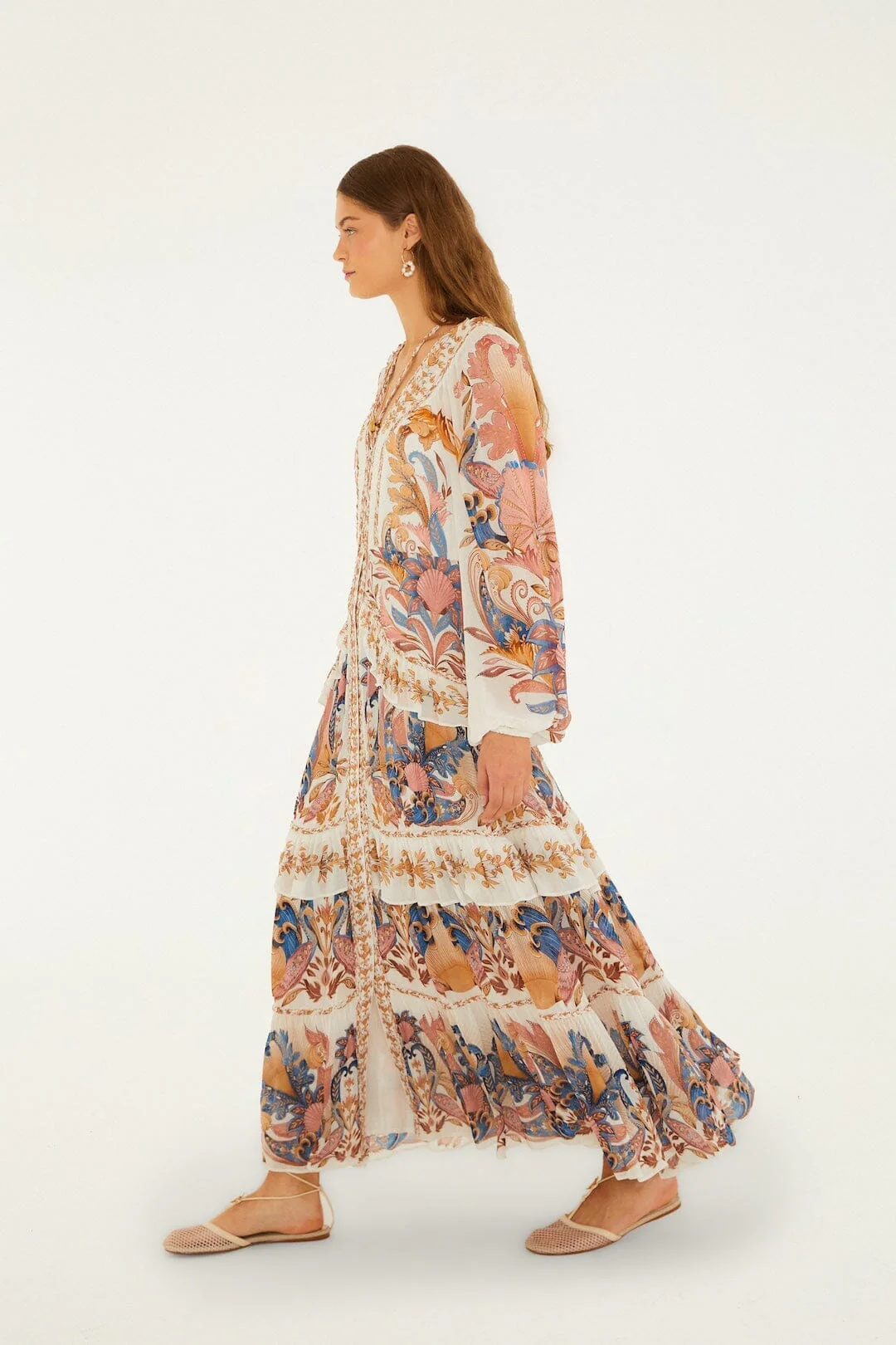 Off-White Sea Garden Ruffled Maxi Dress - Image 4
