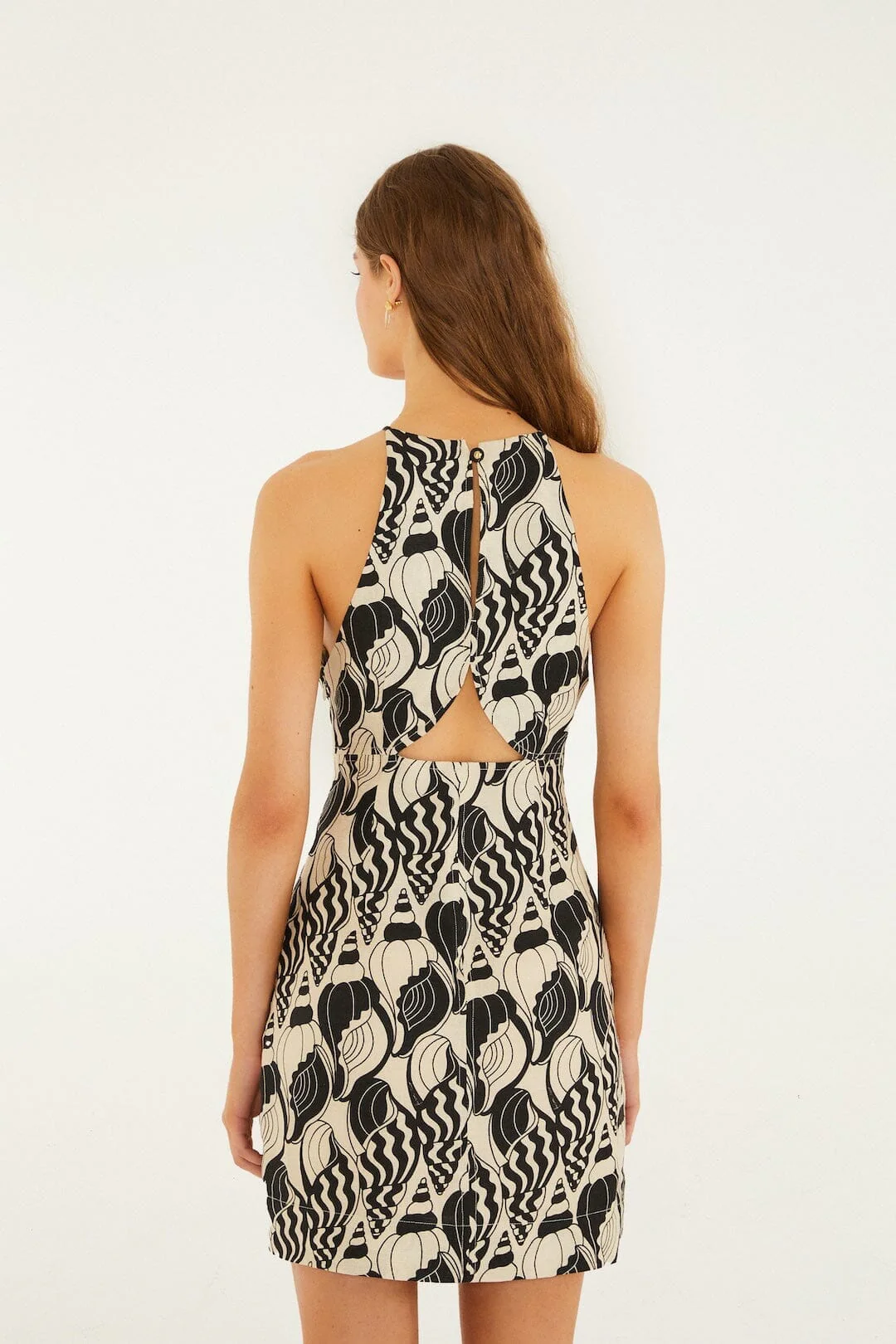 Sand Diamond Seashell Serenade Euroflax Premium Linen Cut Out Mini Dress - Image 3