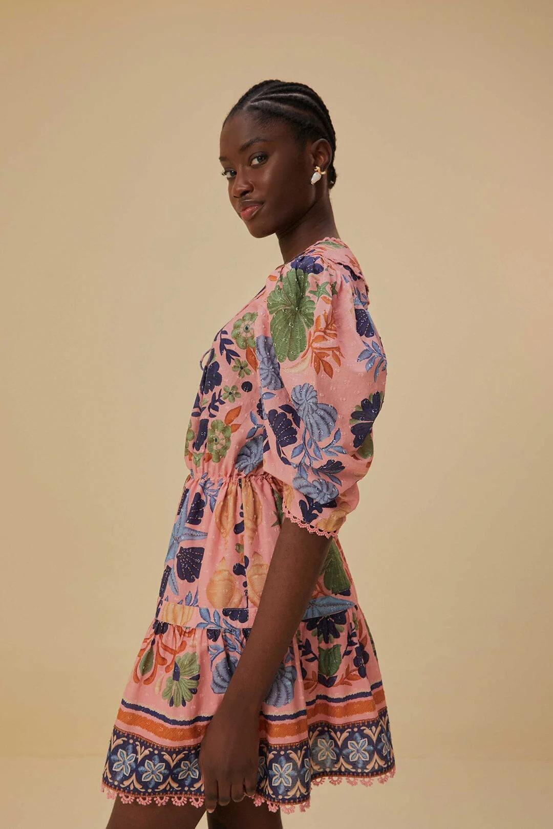 Seashell Tapestry Pink Mini Dress - Image 3