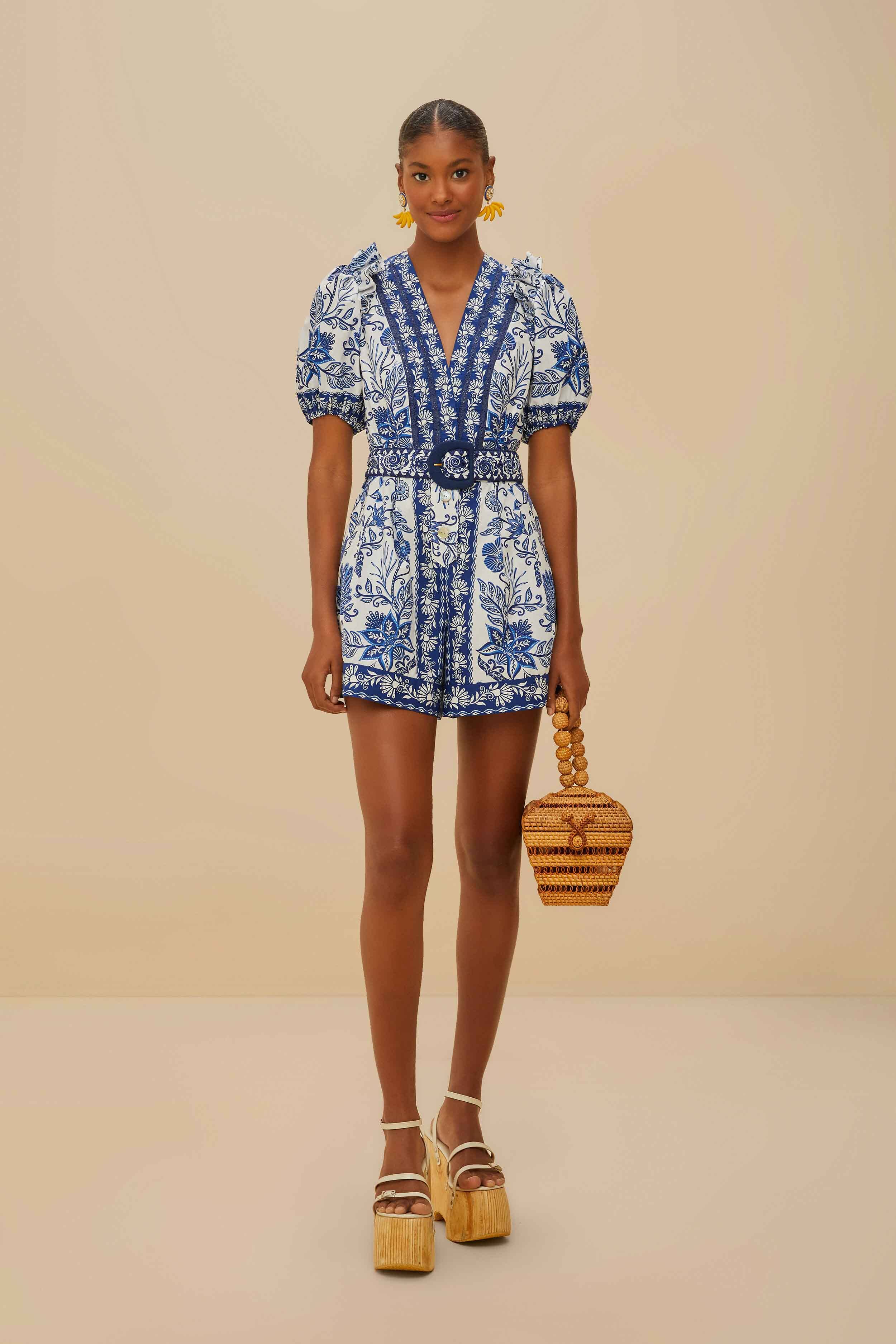 Off-White Shell Garden Organic Cotton Romper