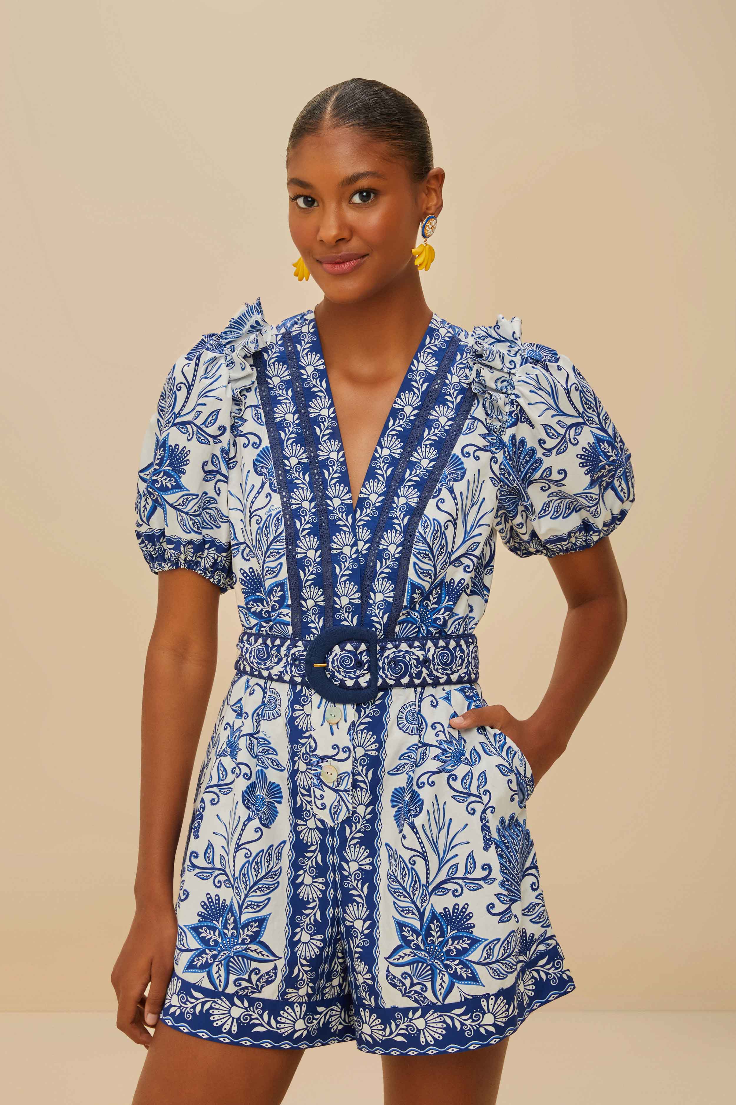 Off-White Shell Garden Organic Cotton Romper - Image 2