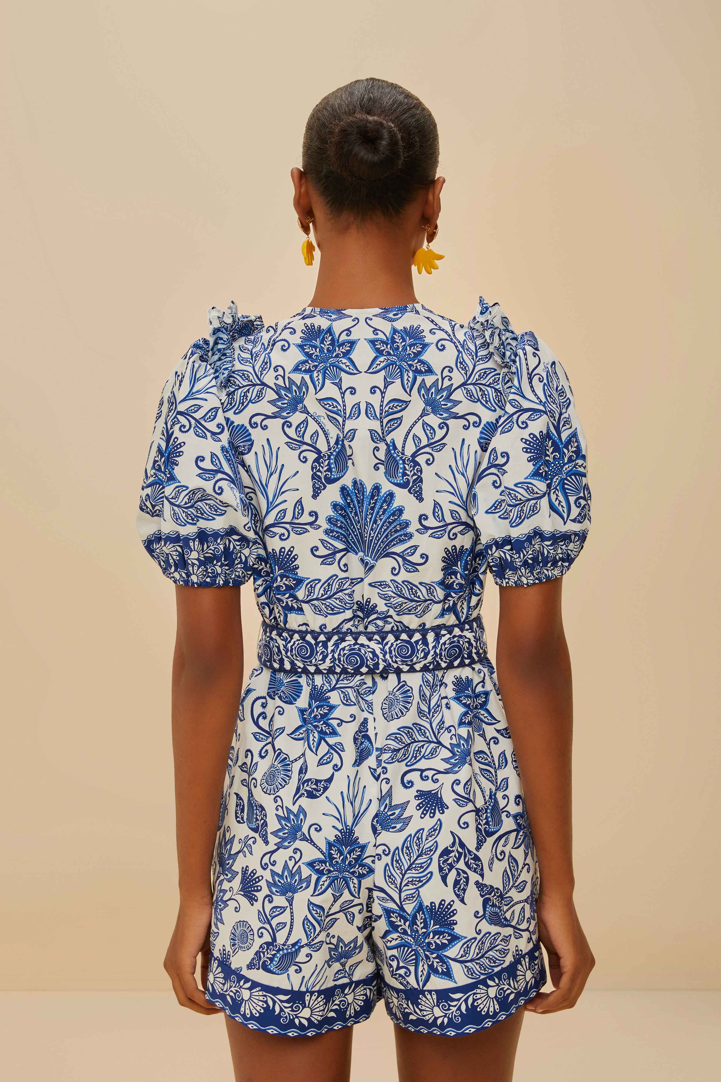Off-White Shell Garden Organic Cotton Romper - Image 4