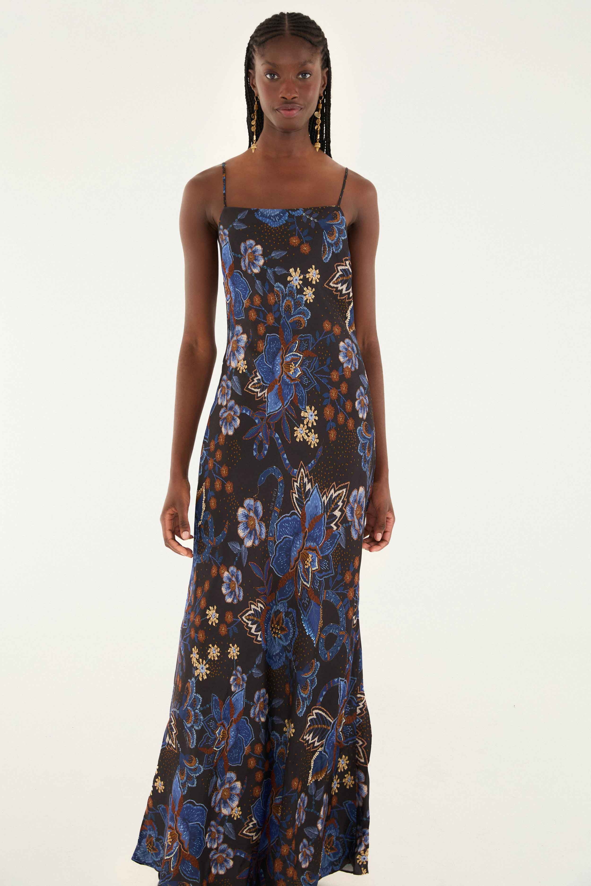 Black Snakes Bouquet Lenzing™ Ecovero™ Slip Maxi Dress - Image 2