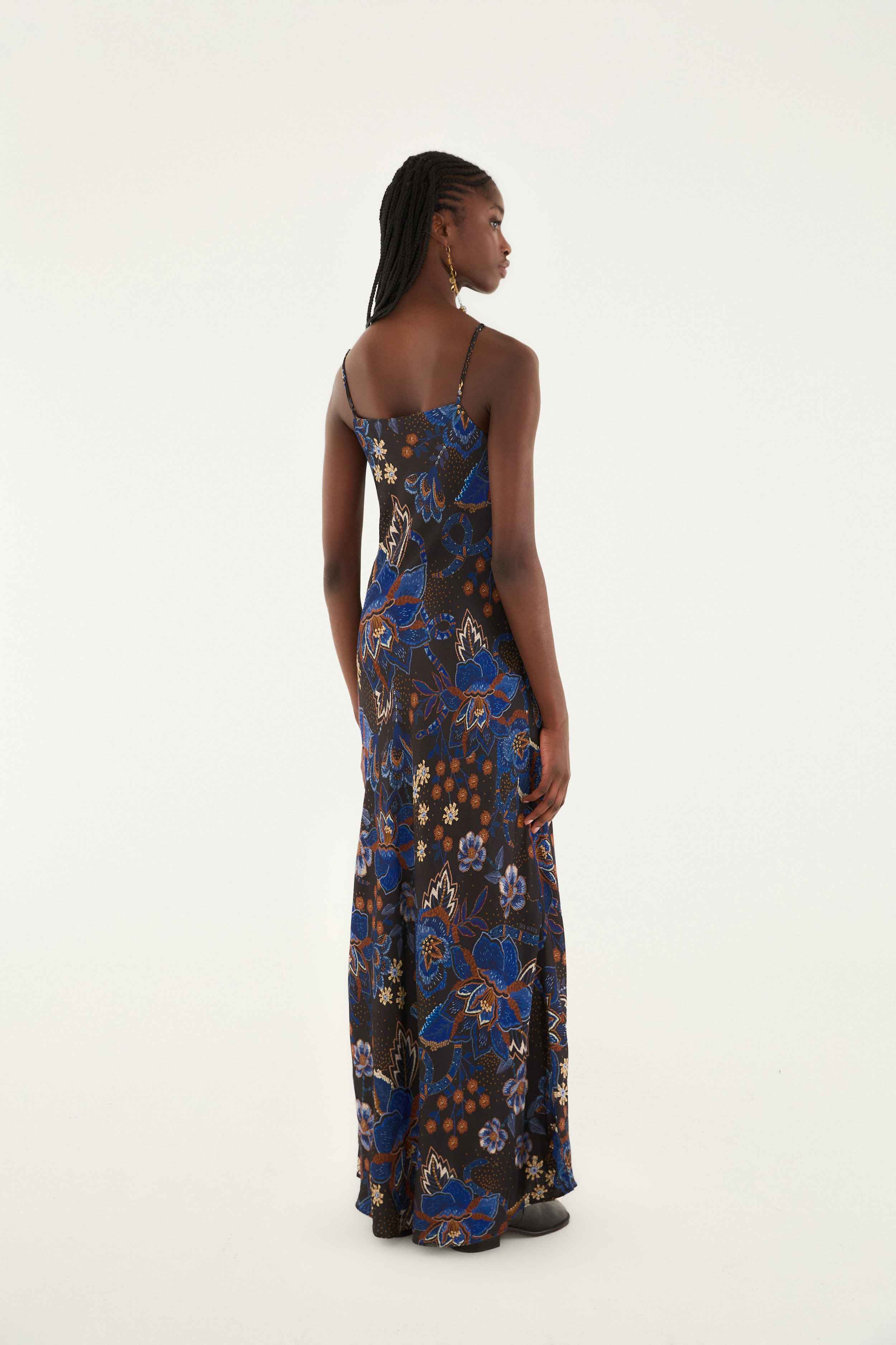 Black Snakes Bouquet Lenzing™ Ecovero™ Slip Maxi Dress - Image 4