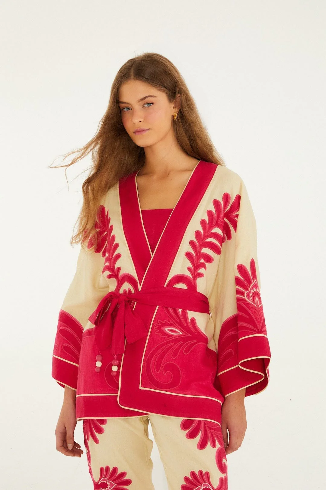 Pink Spring Arabesc Cutwork Lenzing Ecovero Euroflax Kimono