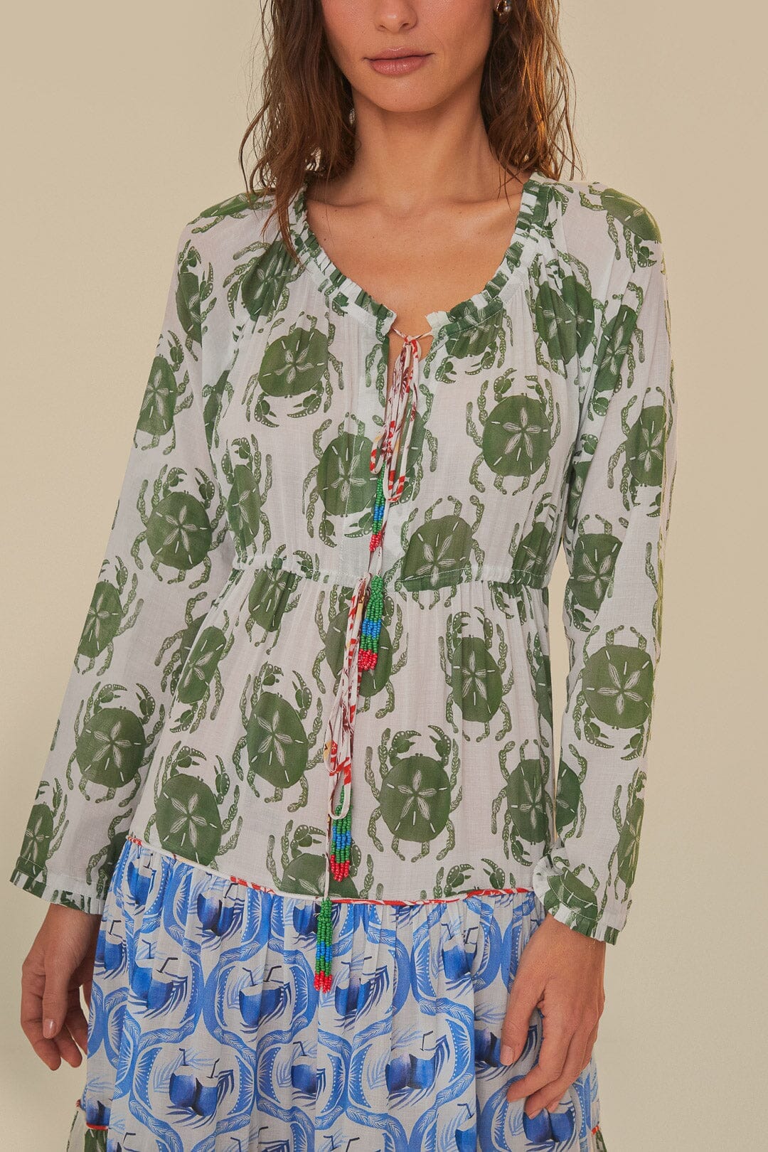 Stamp Mix Long Sleeve Maxi Dress - Image 3