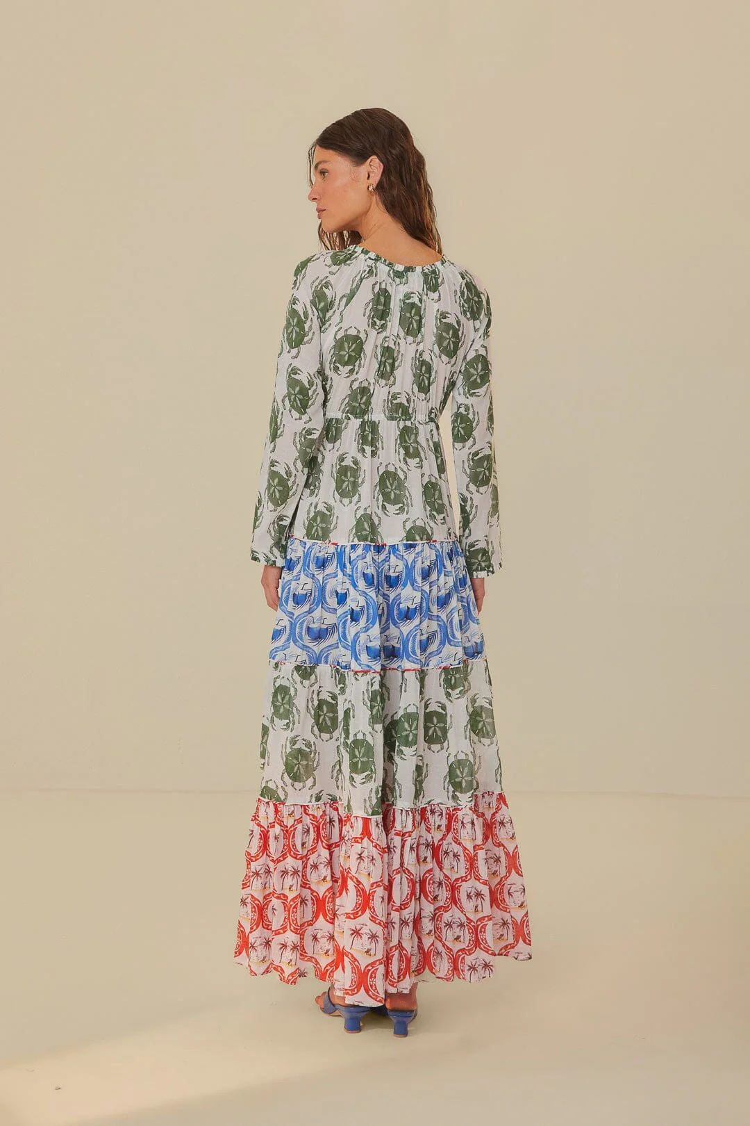 Stamp Mix Long Sleeve Maxi Dress - Image 4