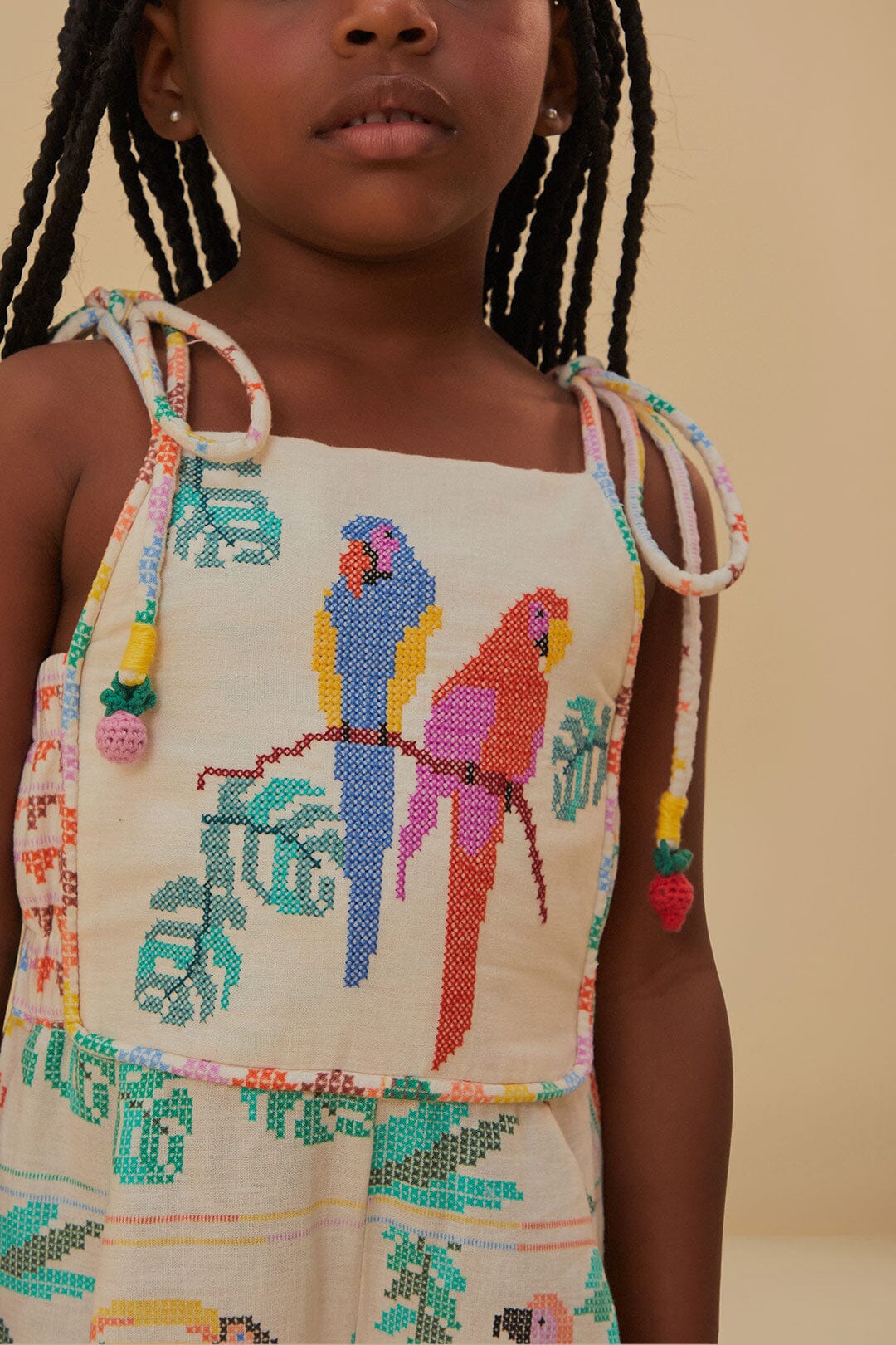 Stitched Birds Scarf Kids Jumpsuit - Image 3