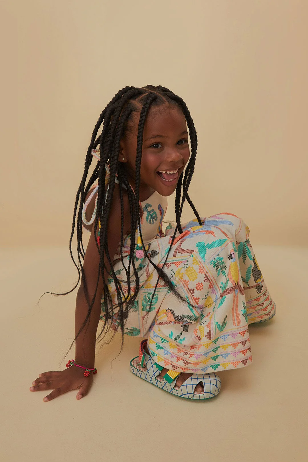 Stitched Birds Scarf Kids Jumpsuit - Image 4