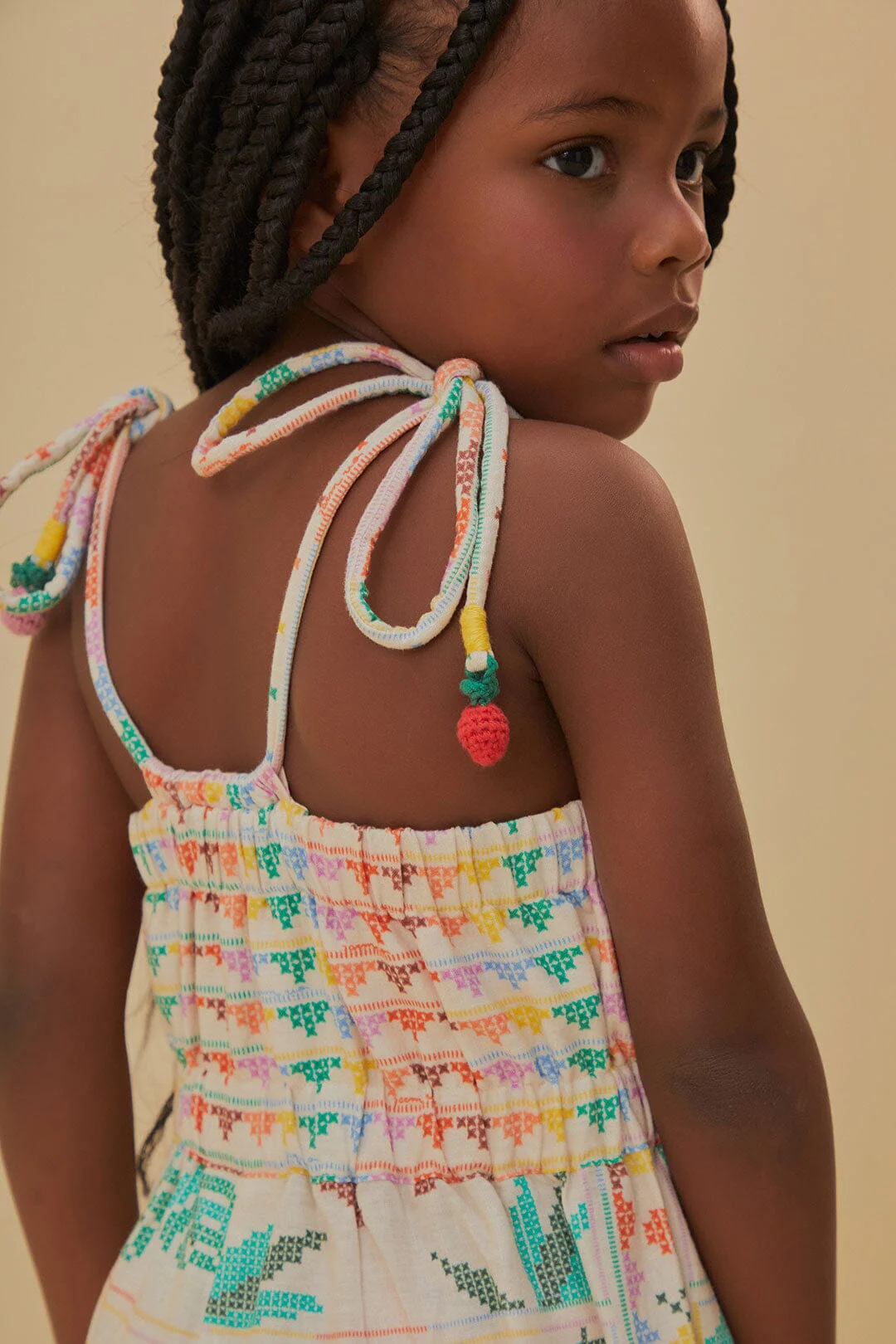 Stitched Birds Scarf Kids Jumpsuit - Image 5