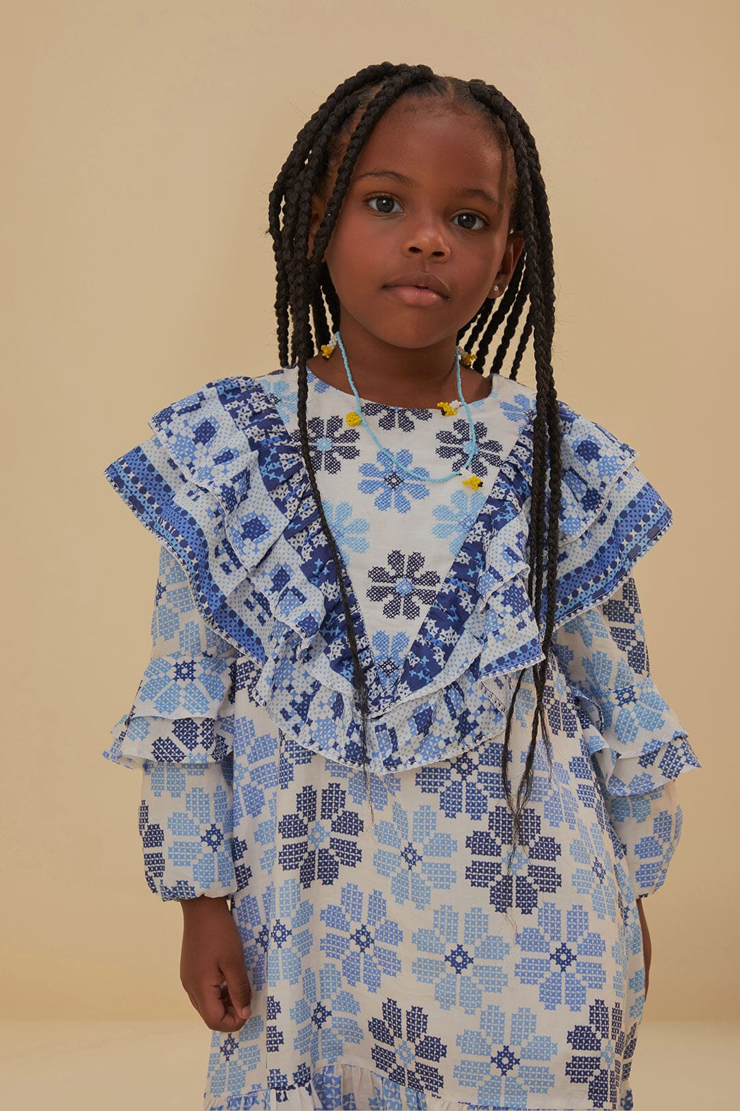 Stitched Flowers Kids Dress - Image 3