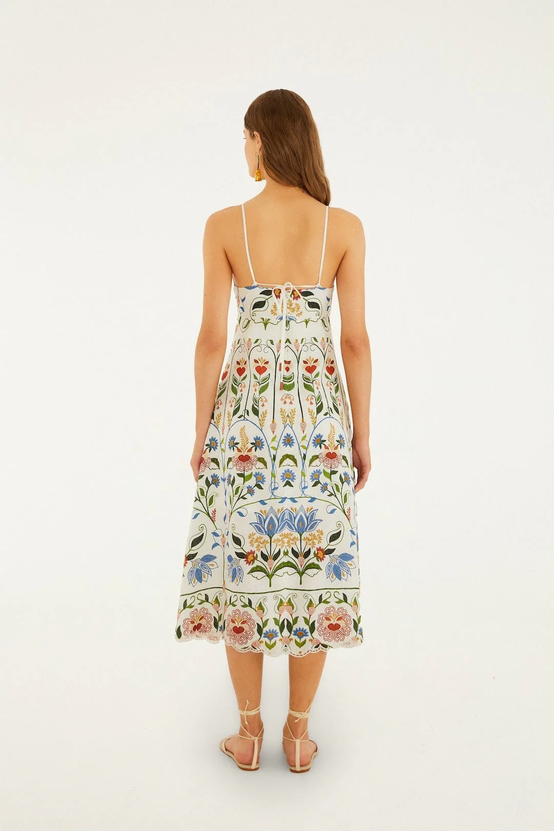 Off-White Stitched Garden Euroflax Premium Linen Midi Dress - Image 3