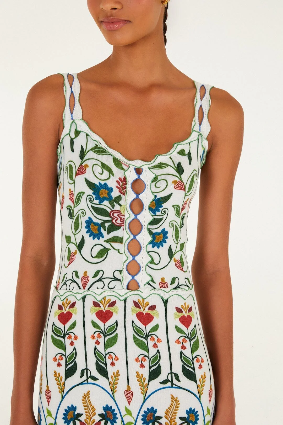 Off-White Stitched Garden Sleeveless Maxi Dress - Image 2