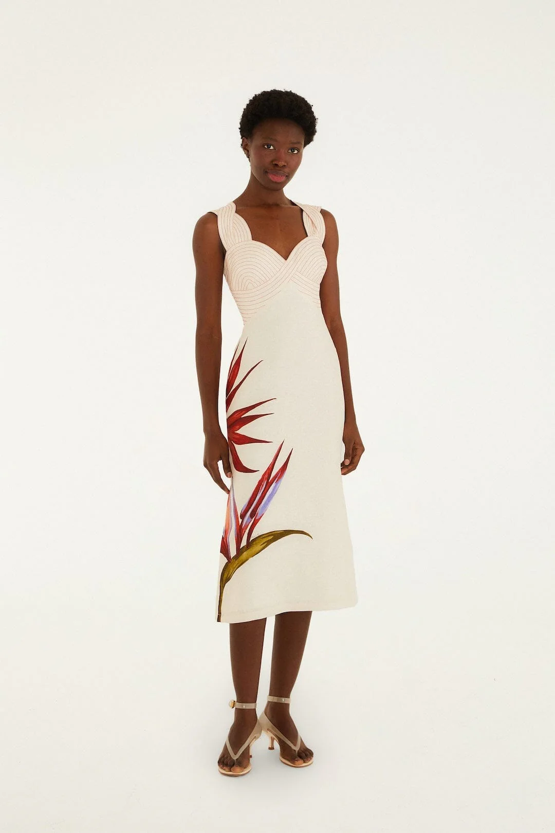Sand Strelitzia Euroflax Premium Linen Midi Dress