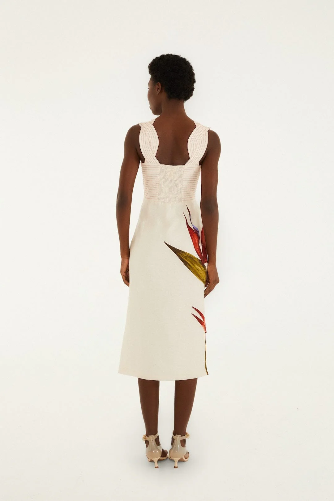 Sand Strelitzia Euroflax Premium Linen Midi Dress - Image 3