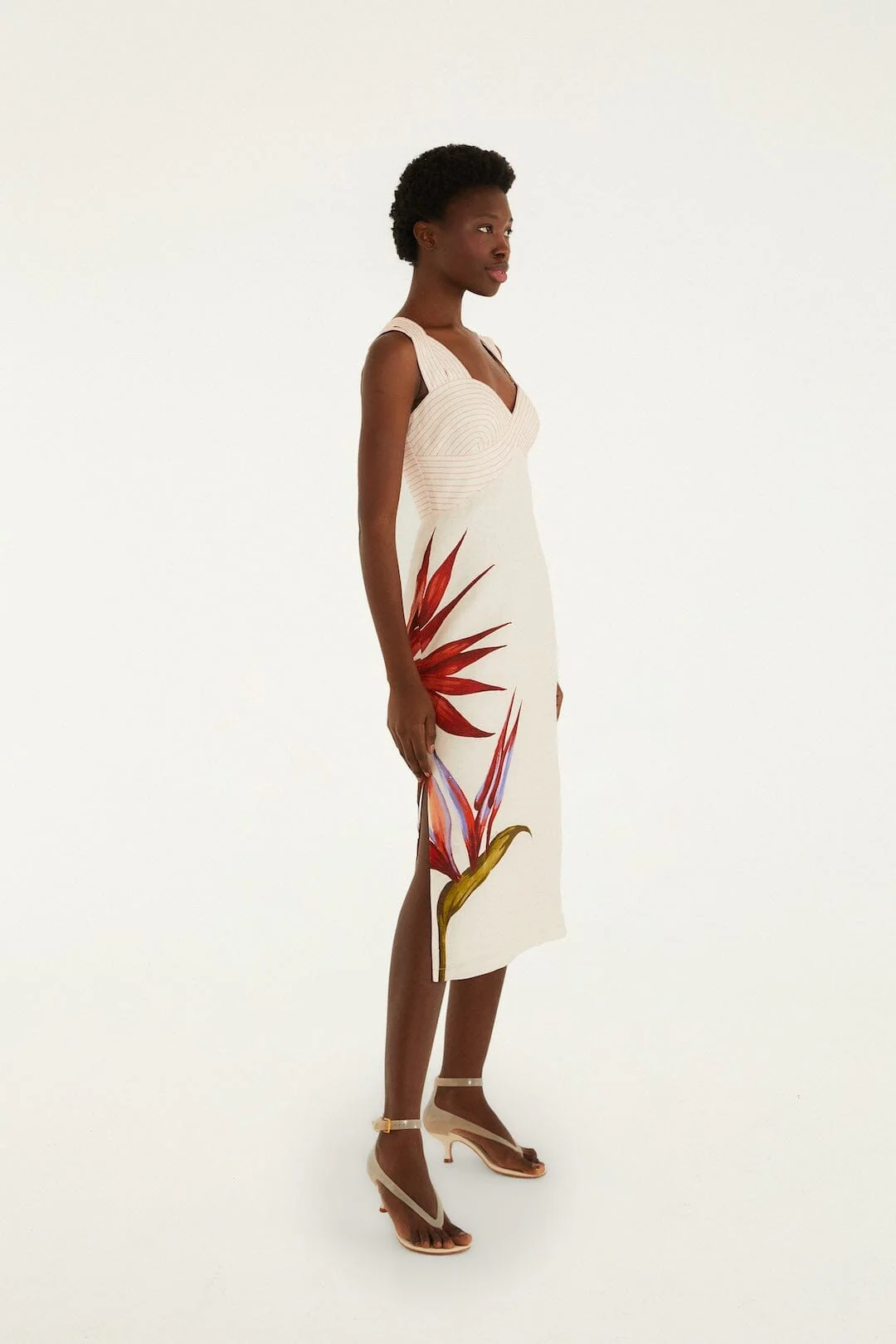 Sand Strelitzia Euroflax Premium Linen Midi Dress - Image 4