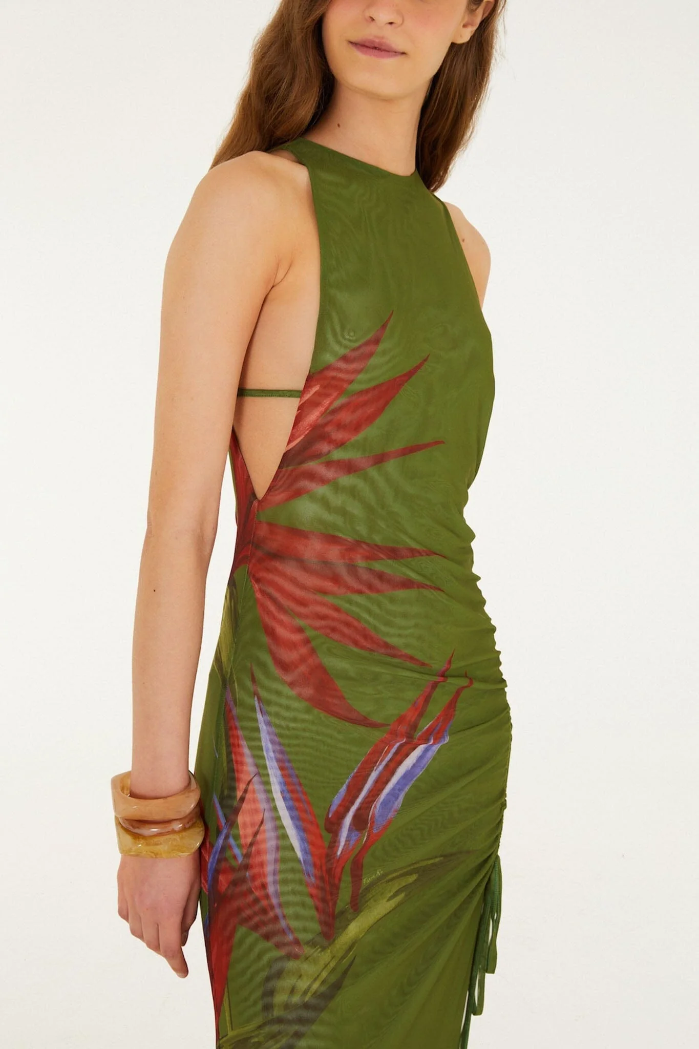 Dark Green Strelitzia Maxi Dress - Image 2