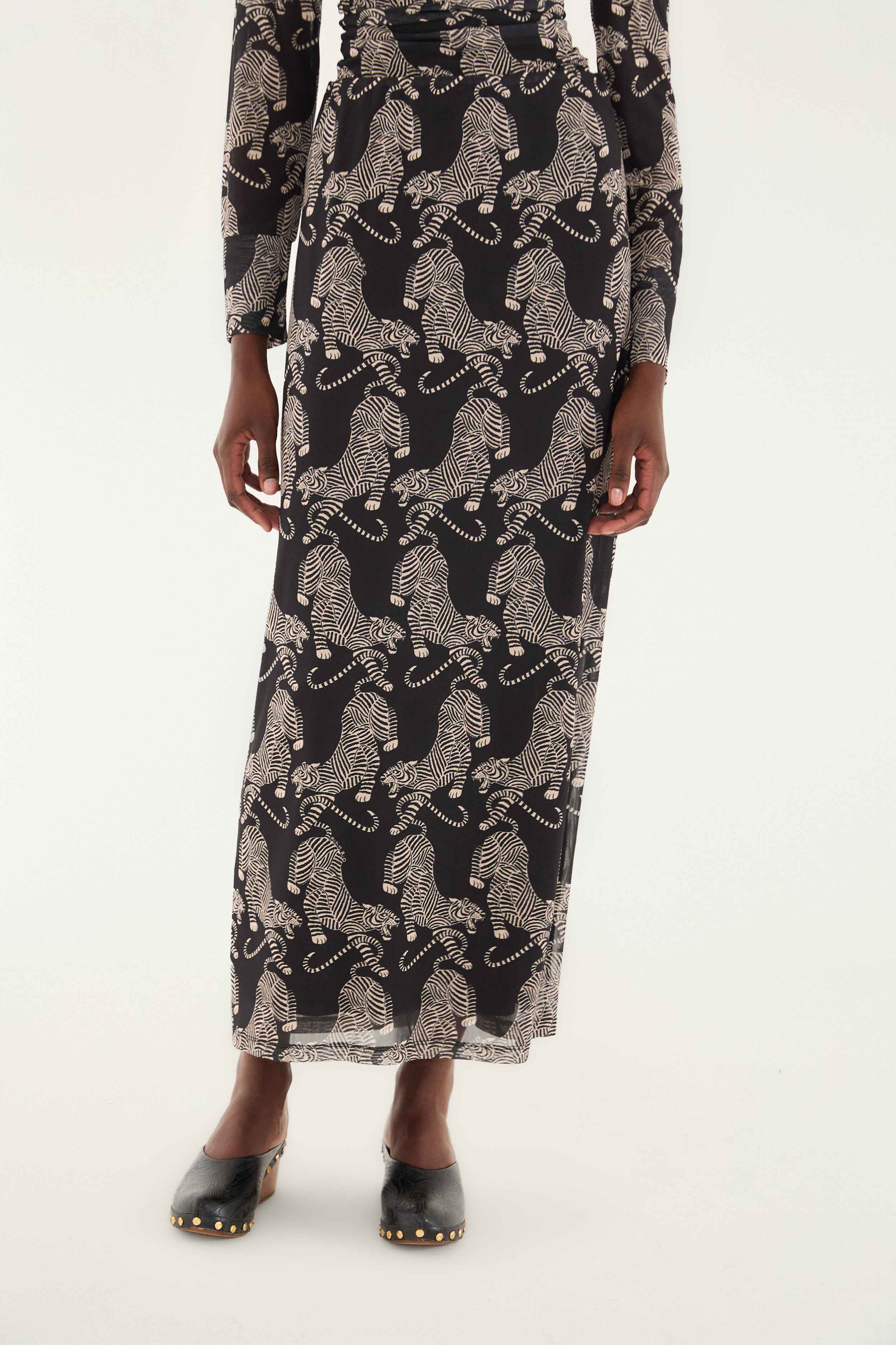 Black Striped Tigers Tulle Maxi Skirt - Image 2