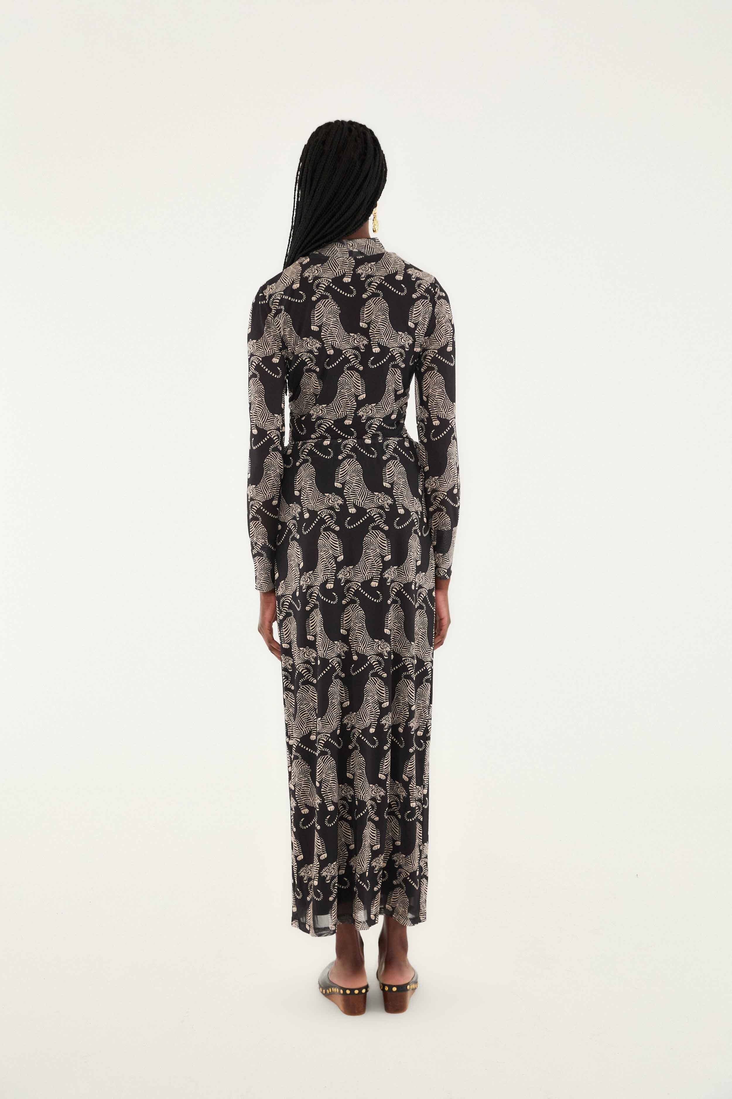 Black Striped Tigers Tulle Maxi Skirt - Image 3