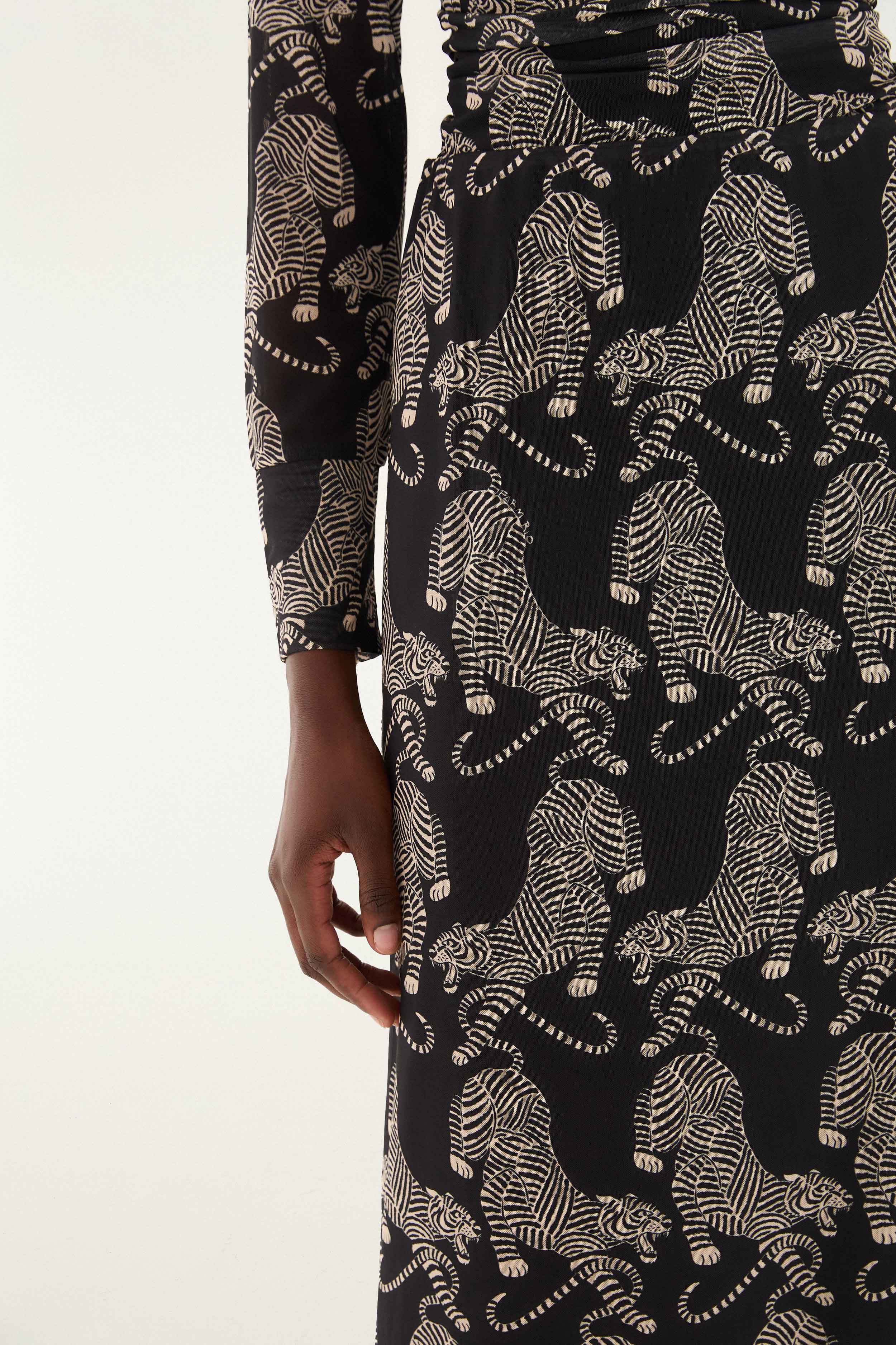 Black Striped Tigers Tulle Maxi Skirt - Image 4